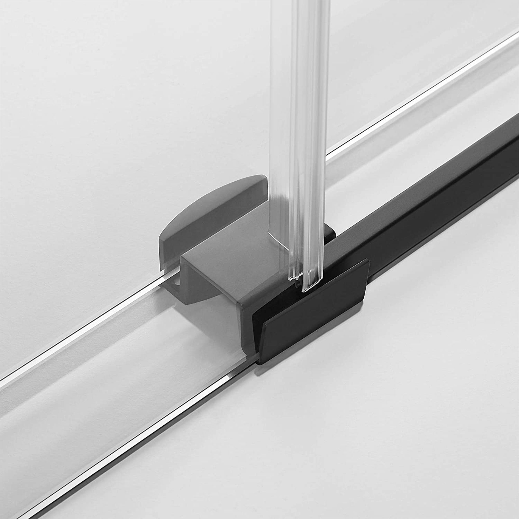 Serene Valley 56 x 74 Inch Big Roller Frameless Sliding Shower Door, Matte Black - VMInnovations