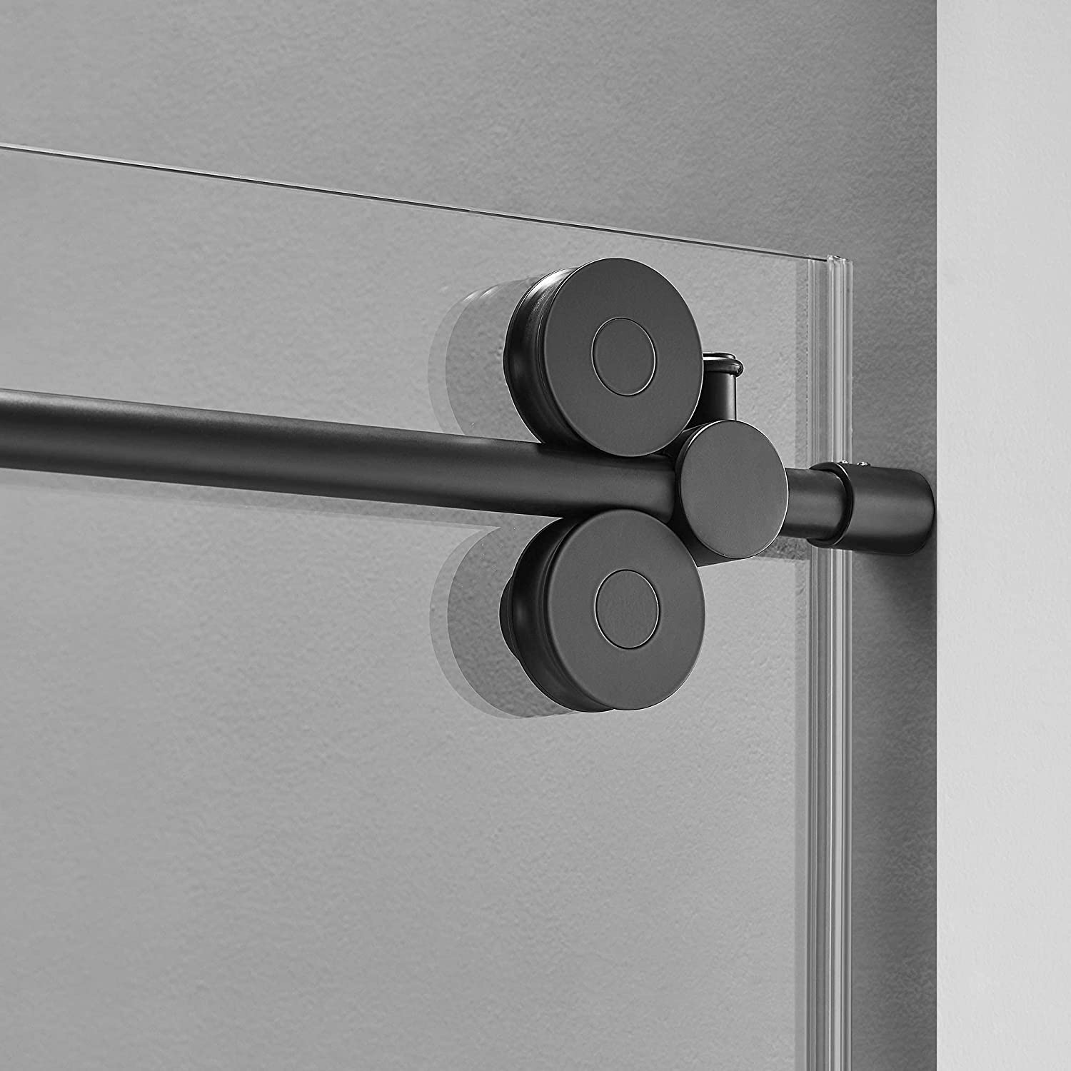 Serene Valley 60 x 74 Inch Big Roller Frameless Sliding Shower Door, Matte Black - VMInnovations
