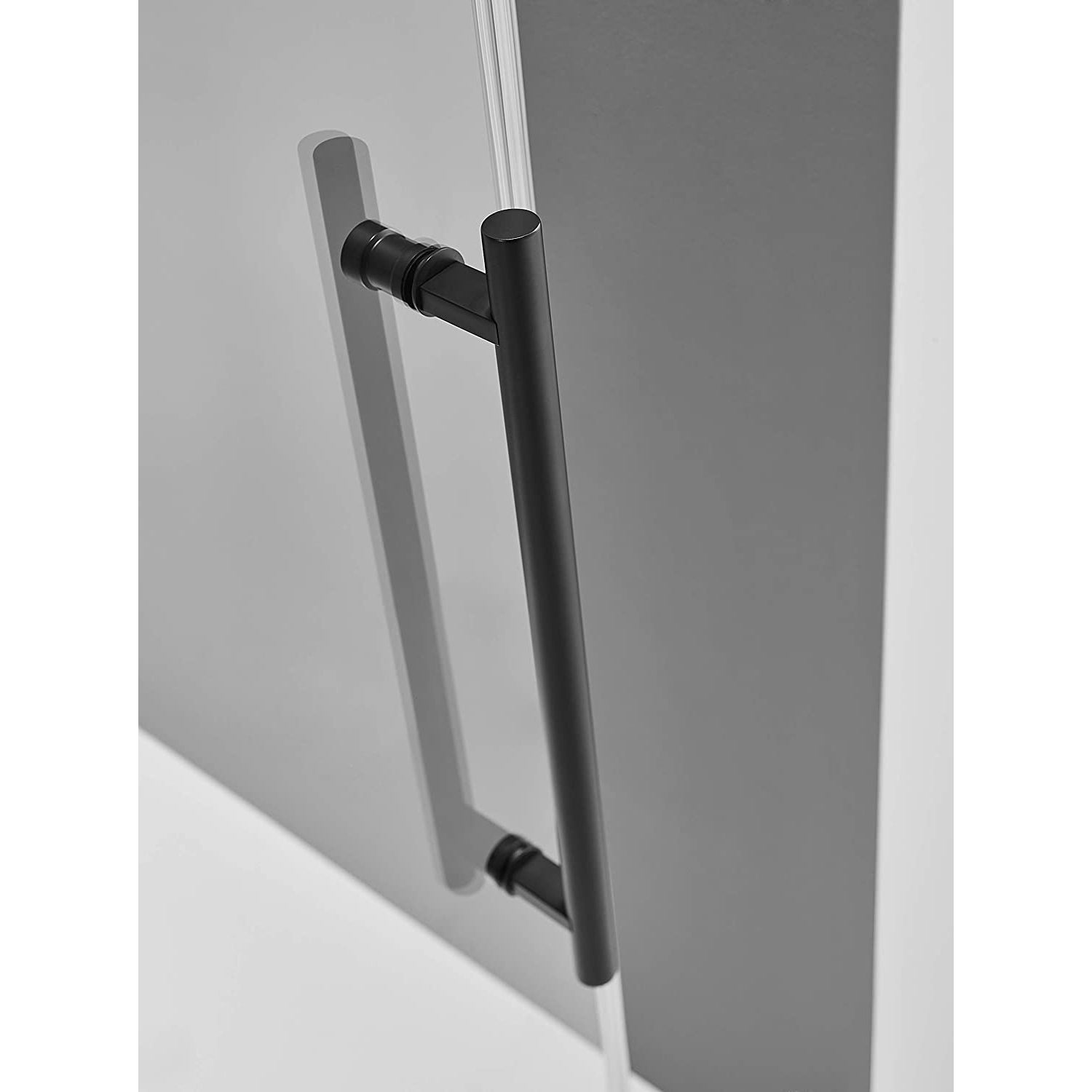 Serene Valley 72 x 74 Inch Big Roller Frameless Sliding Shower Door, Matte Black