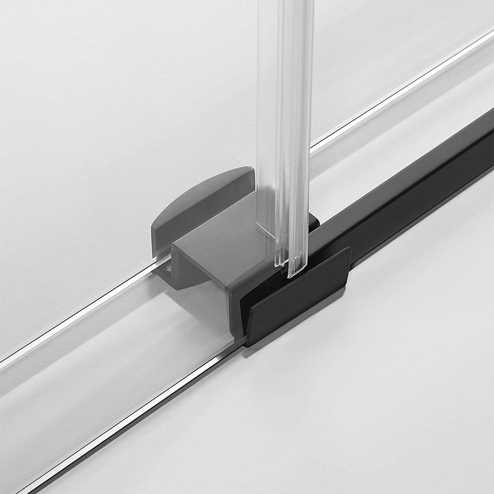 Serene Valley 52 x 74 Inch Big Roller Frameless Sliding Shower Door, Matte Black - VMInnovations