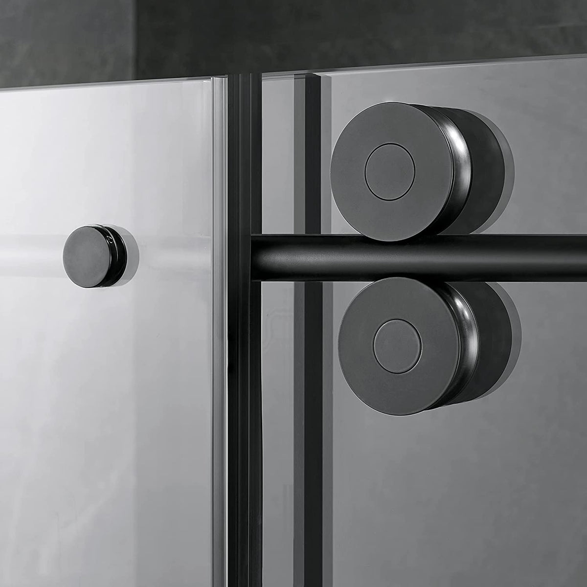 Serene Valley 60 x 66 Inch Big Roller Frameless Sliding Shower Door, Matte Black