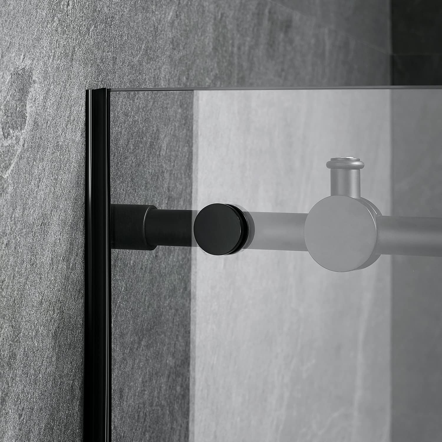 Serene Valley 60 x 66 Inch Big Roller Frameless Sliding Shower Door, Matte Black