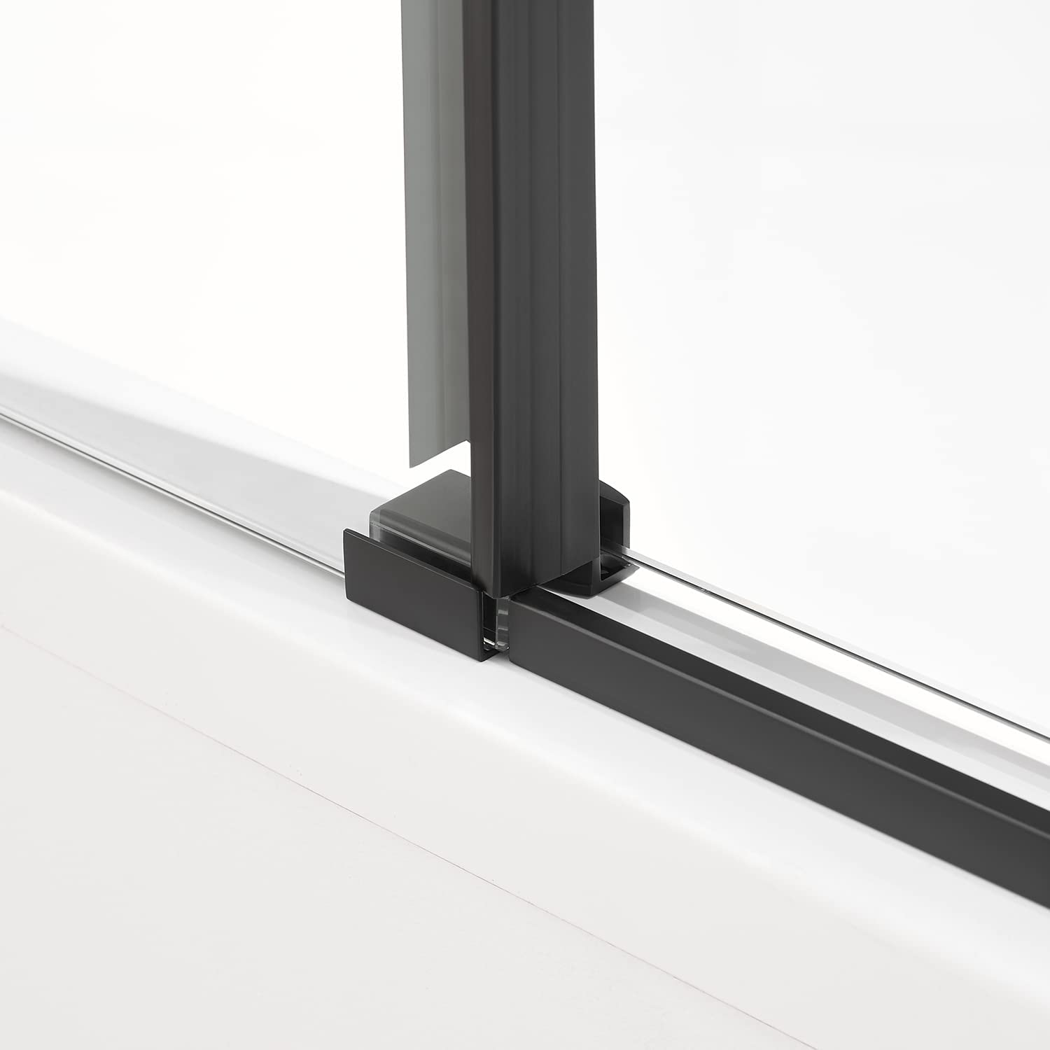 Serene Valley 60 x 66 Inch Big Roller Frameless Sliding Shower Door, Matte Black