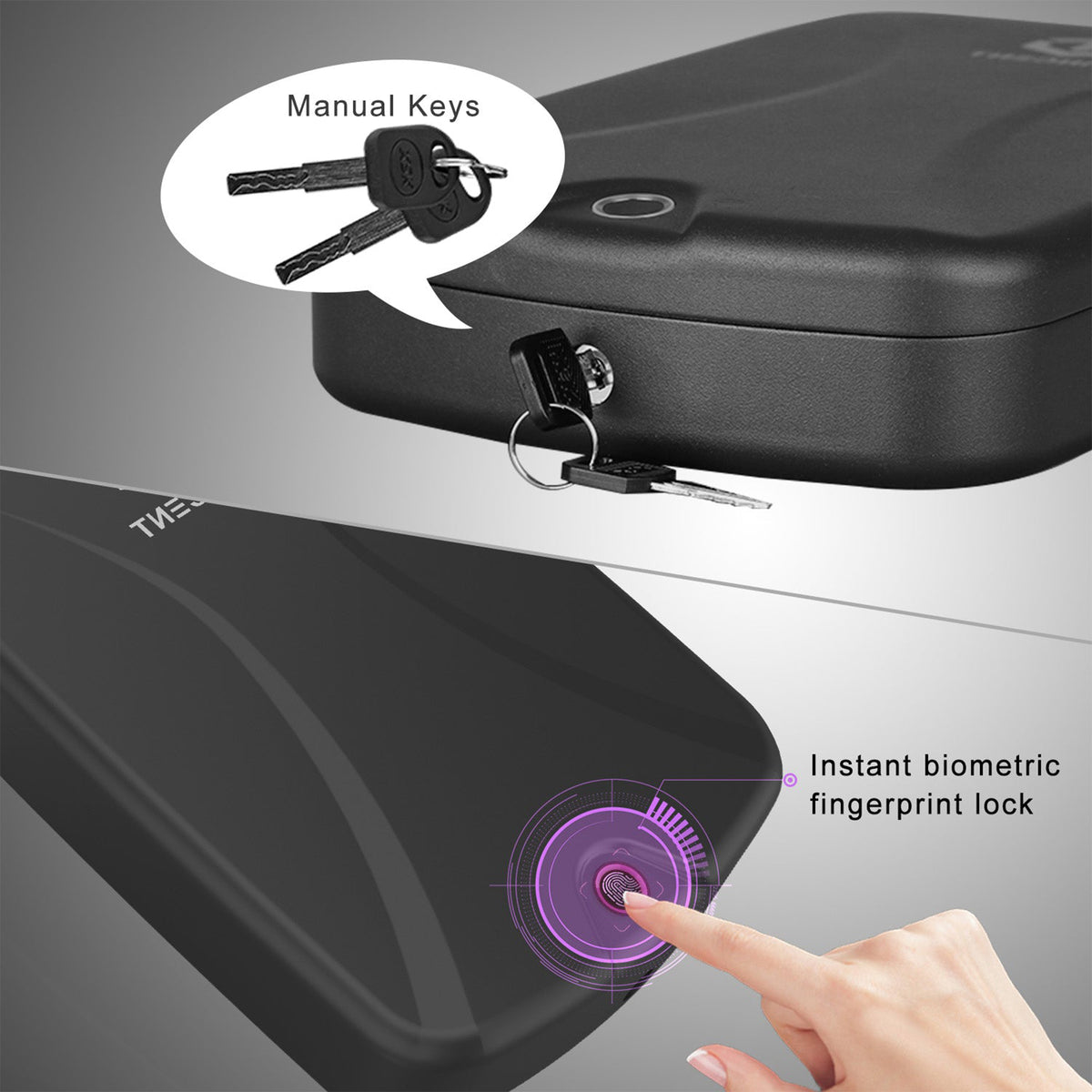 WINCENT Portable Gun Safe for Handguns with Fingerprint Scanner and LED Light - VMInnovations