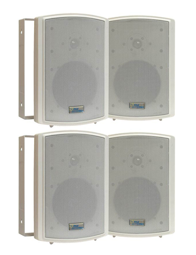 4) PYLE PDWR63 6.5" 700W Indoor/Outdoor Wall Audio Weatherproof Speakers White