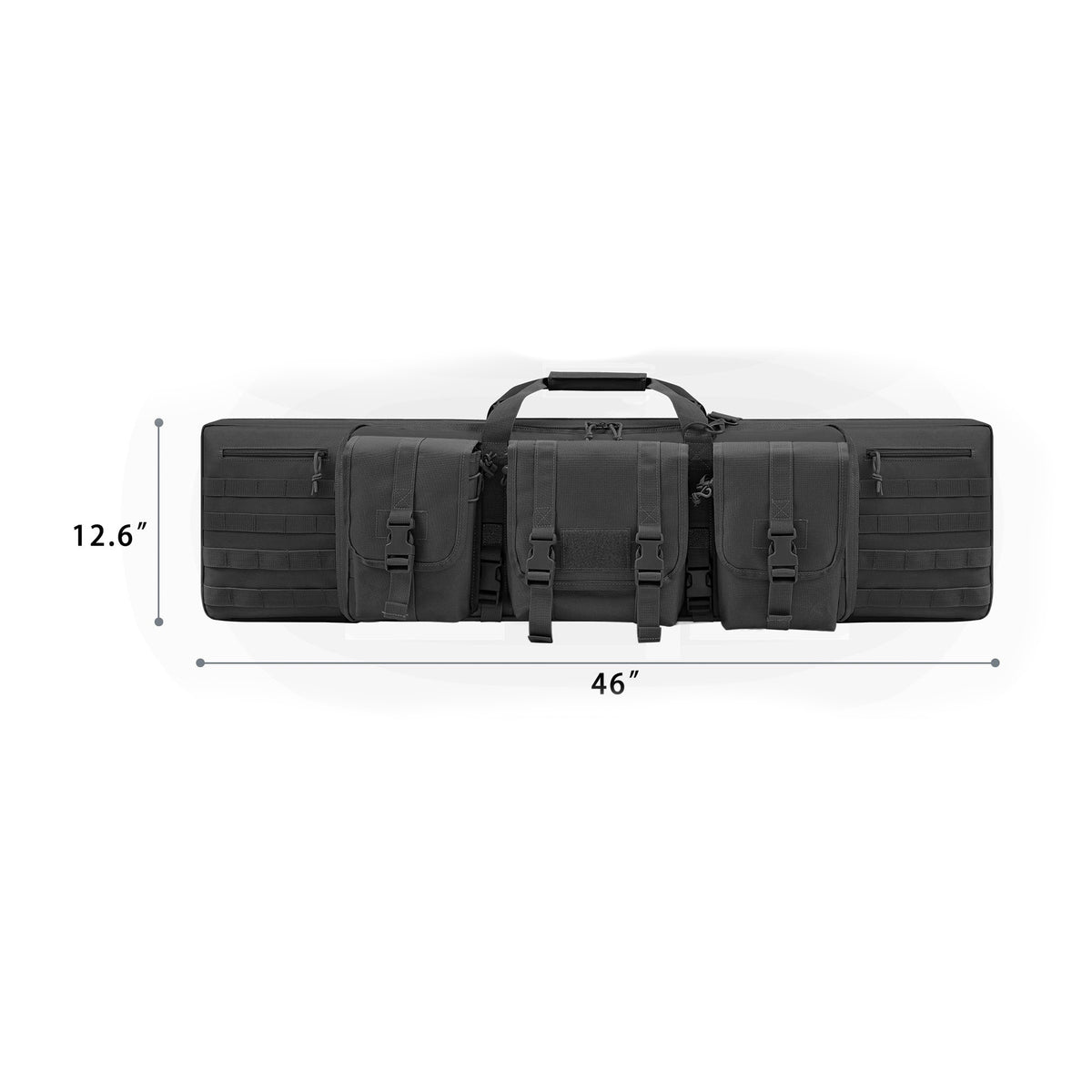 WINCENT 46 Inch Padded Tactical Double Long Rifle Bag w/ Exterior Pockets, Black - VMInnovations