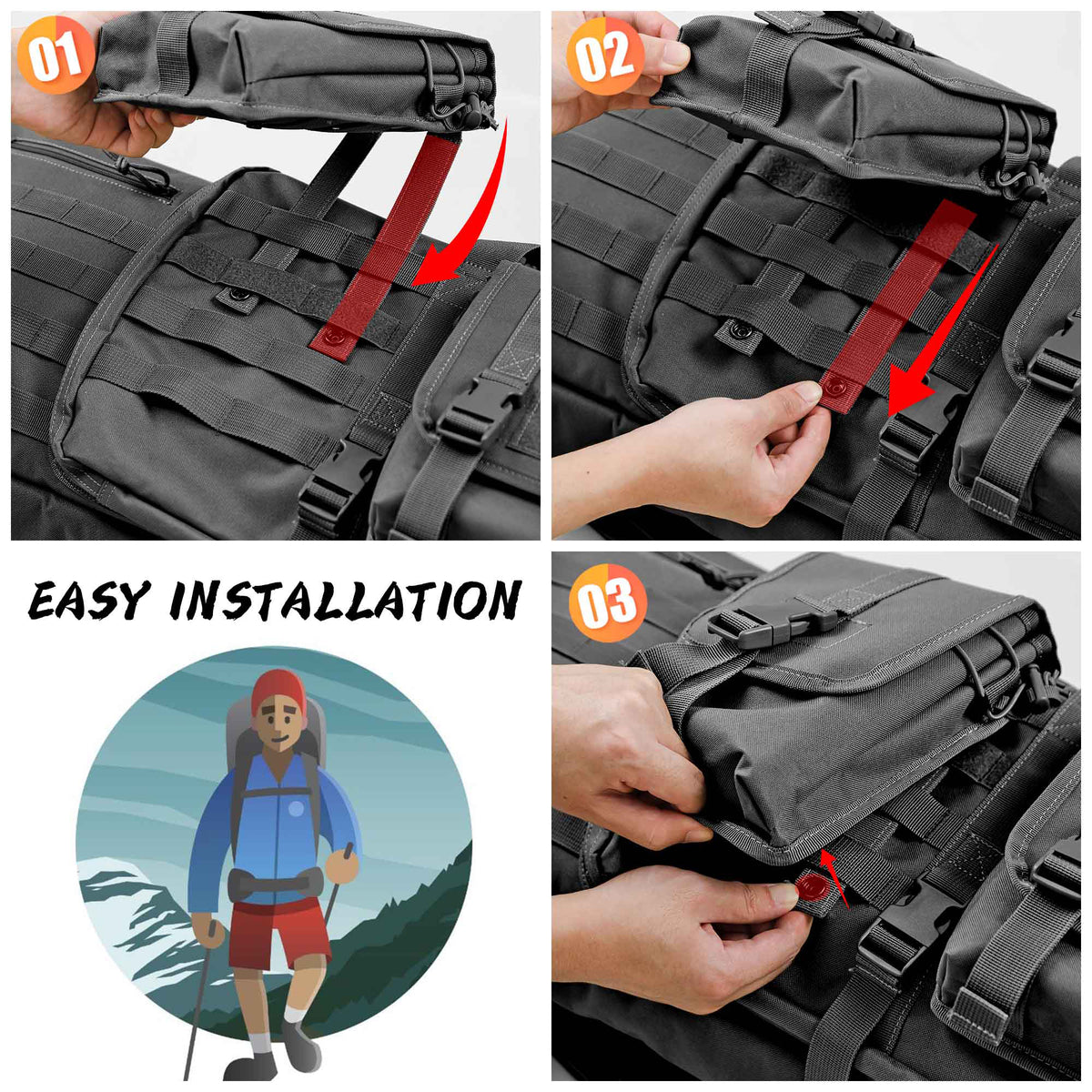 WINCENT 46 Inch Padded Tactical Double Long Rifle Bag w/ Exterior Pockets, Black - VMInnovations