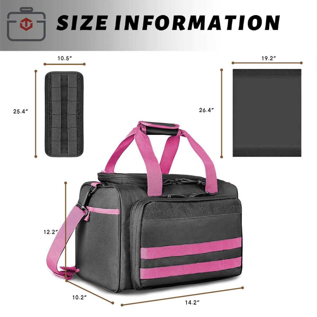 WINCENT Tactical Gun Range Bag with Magazine Slots for Handguns and Ammo, Pink - VMInnovations