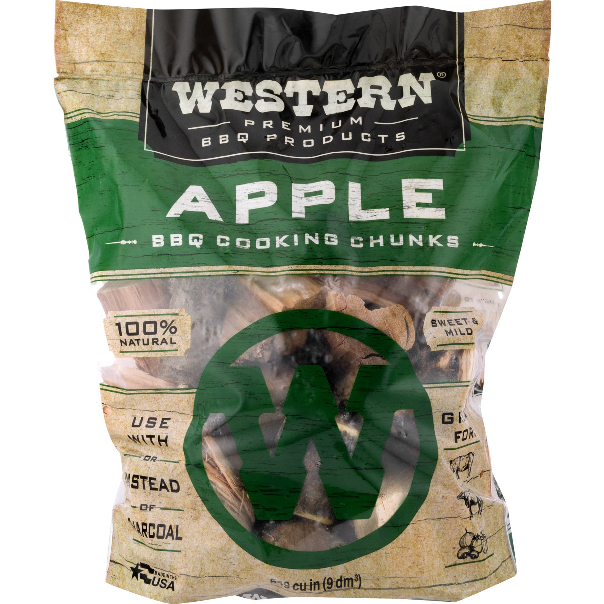 Western BBQ 28084 549 cu in. Premium Apple Wood BBQ Grill/Smoker Cooking Chunks