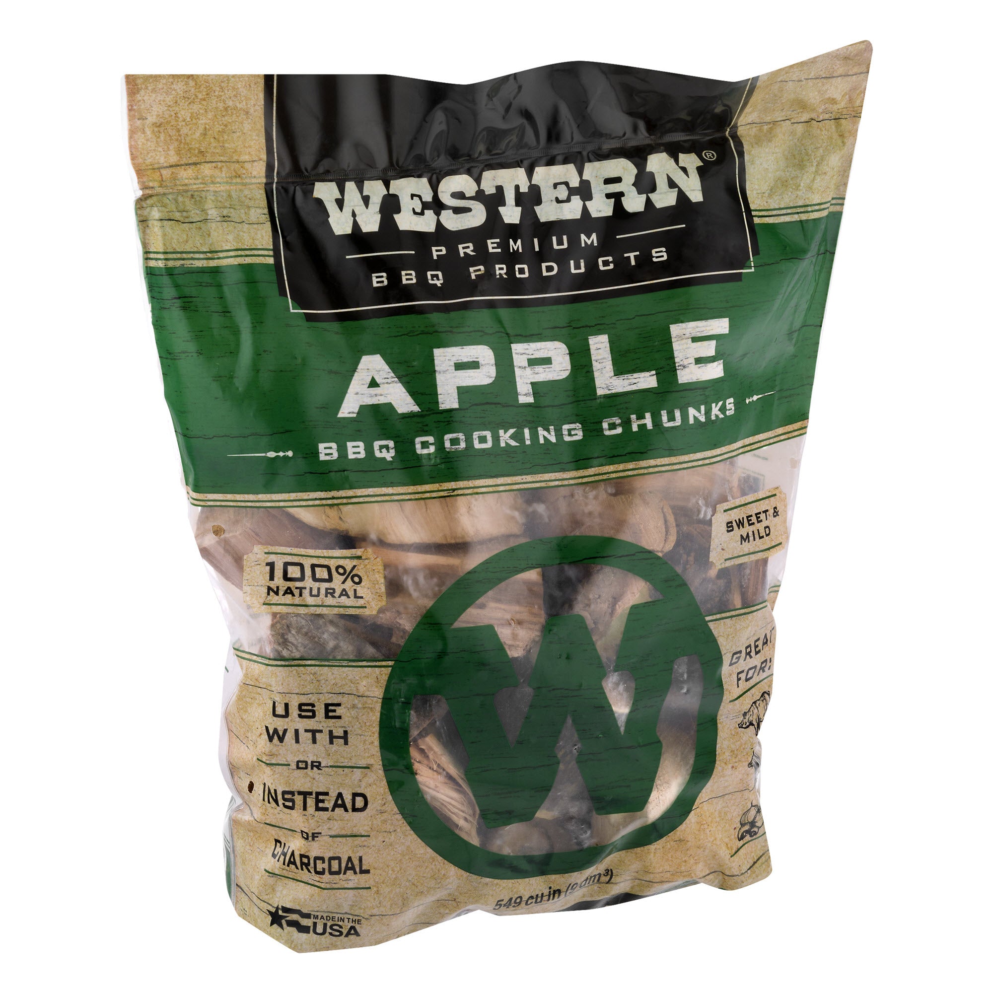 Western BBQ 549 Cu In Premium Apple Wood BBQ Grill/Smoker Cooking Chips (4 Pack)