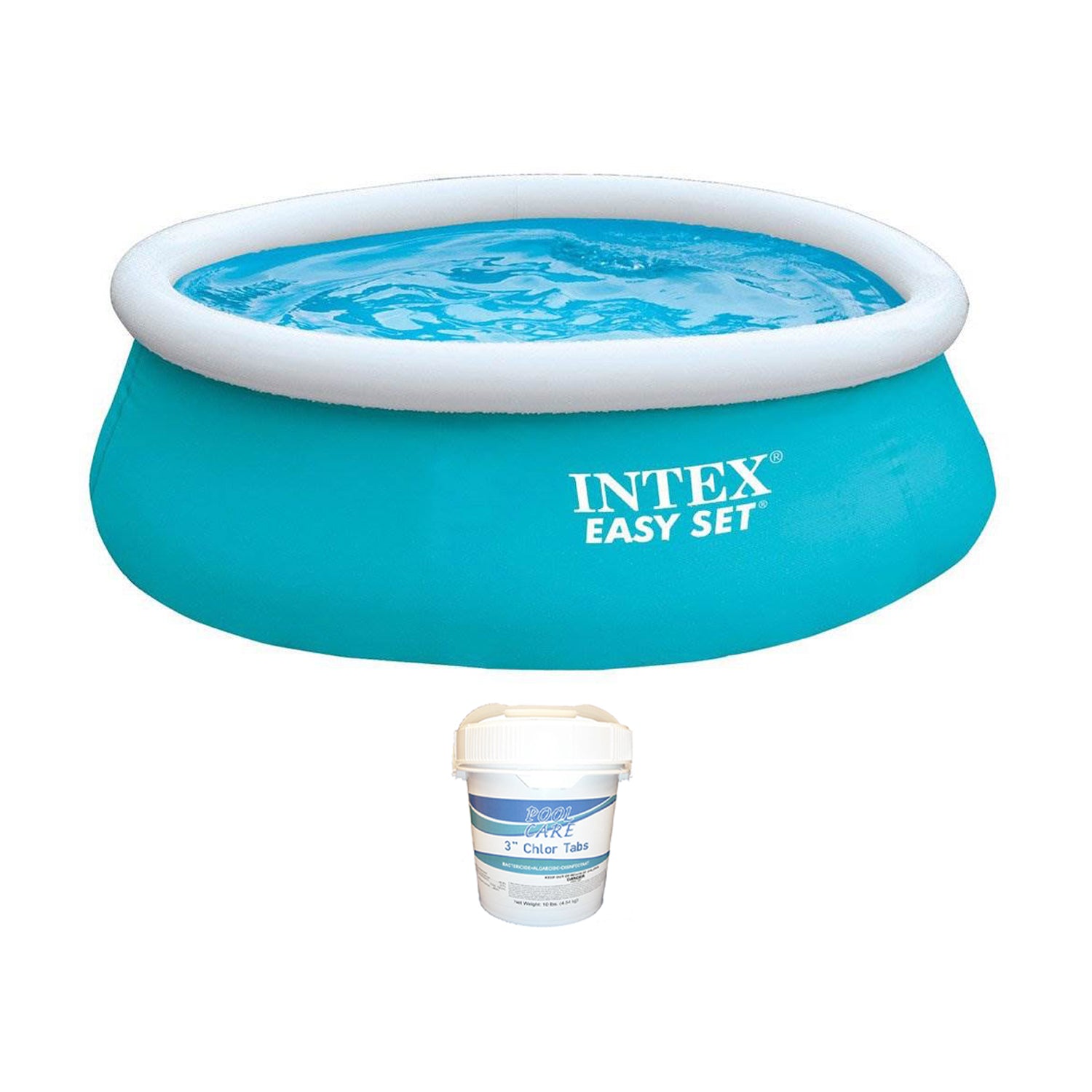 Intex 6ft x 20in Easy Set Inflatable Outdoor KidsSwimming Pool & Chlorine Tabs - VMInnovations
