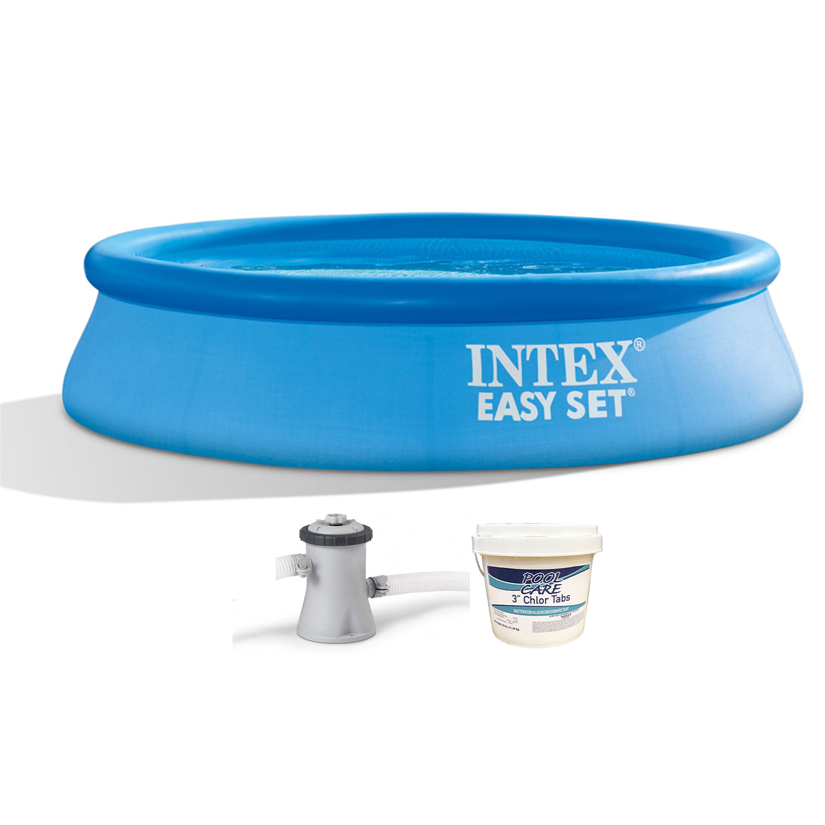 Intex 28107EH 8 x 24 Inch Inflatable Swimming Pool with Filter and Chlorine Tabs