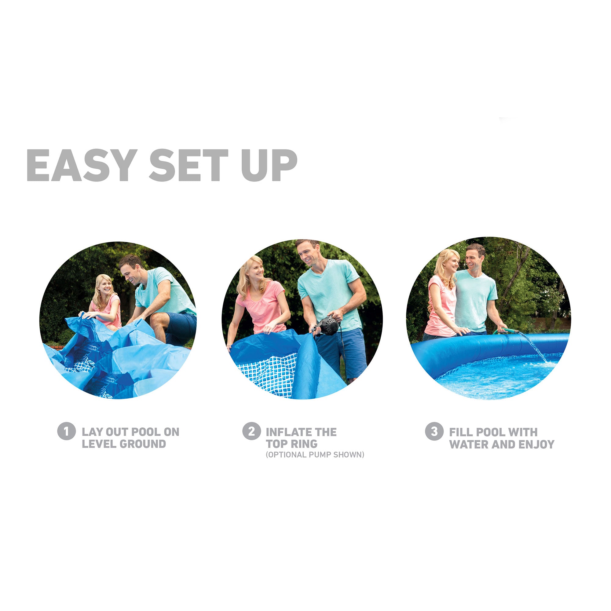 Intex 10' x 24" Foot Easy Set Inflatable Circular Vinyl Swimming Pool, Blue - VMInnovations