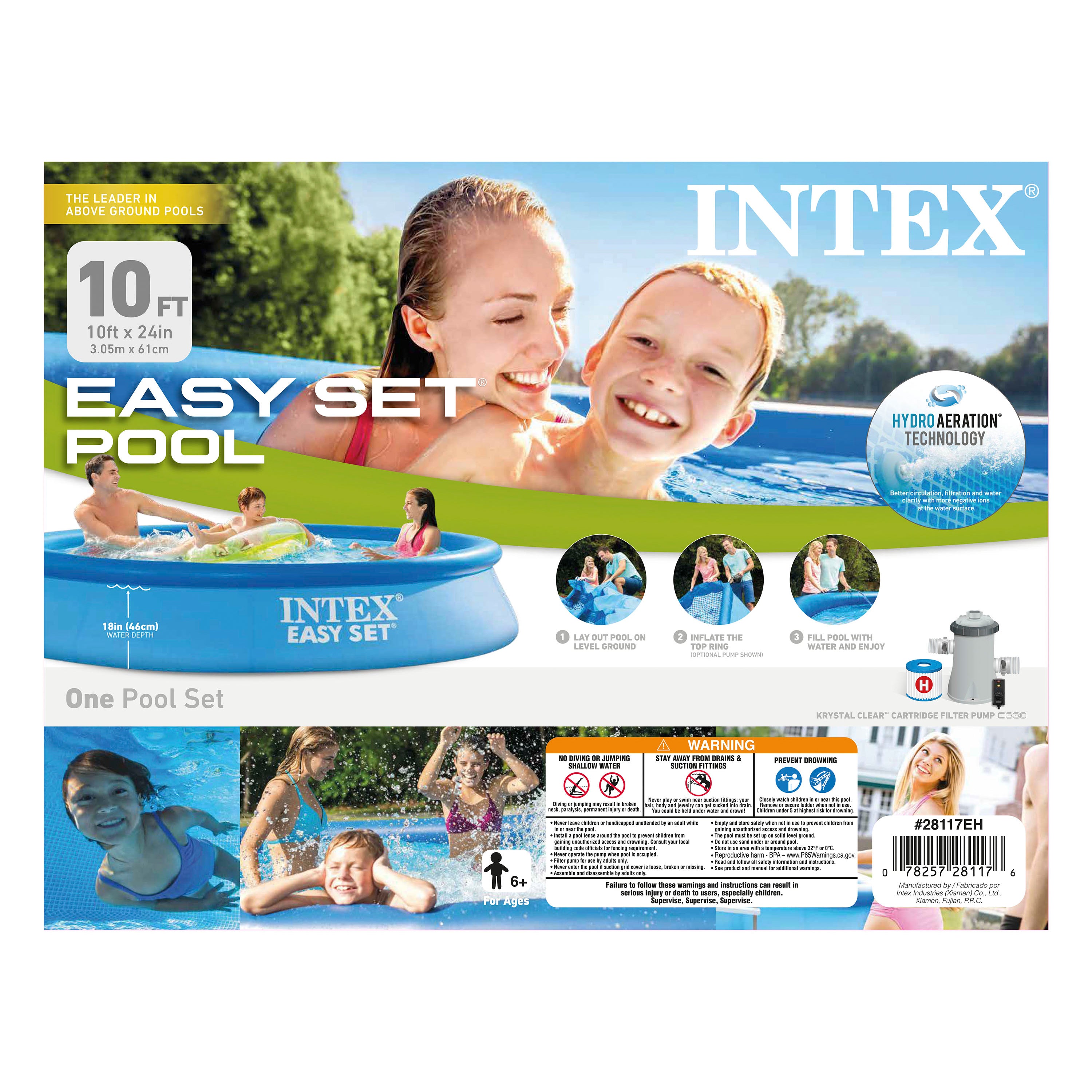 Intex 10' x 24" Easy Set Inflatable Above Ground Pool w/ Filter (Open Box) - VMInnovations