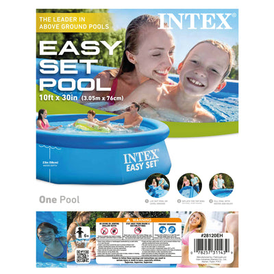 Intex Easy Set 10 Foot x 30 Inch Above Ground Inflatable Round Swimming Pool - VMInnovations
