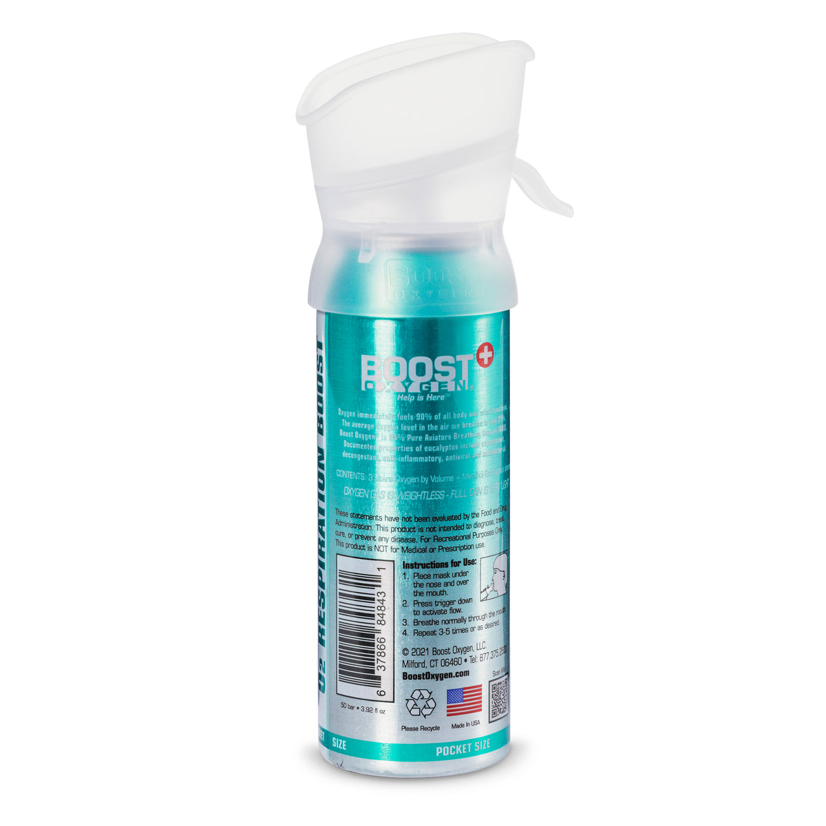 Boost Oxygen 3 Liter Pocket Sized Canned Oxygen, Menthol Eucalyptus (16 Pack)