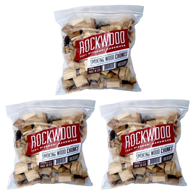 Rockwood Missouri 3-5lb Hardwood Low & Slow Smoker Wood Chunks, Hickory (3 Pack)