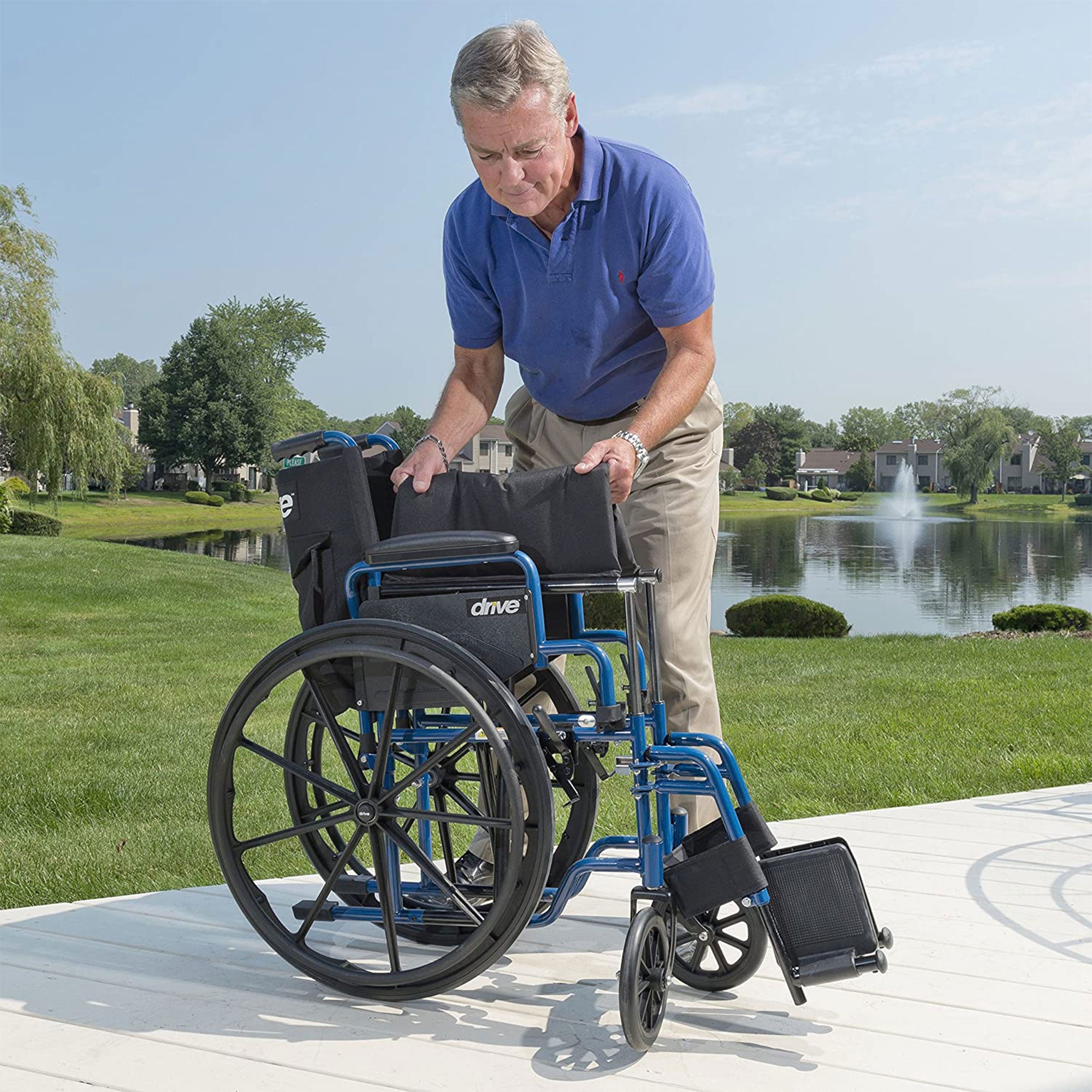 Drive Medical Blue Streak Lightweight Folding Wheelchair with 20 Inch Wide Seat - VMInnovations