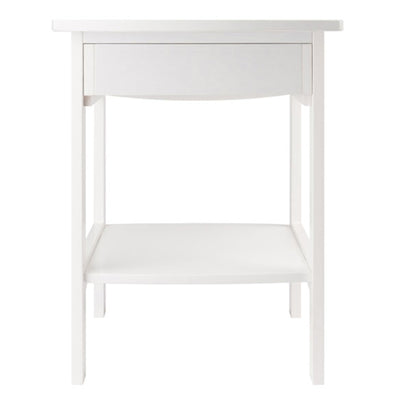 Winsome 22 Inch Tall Wood Claire Curved End Table Nightstand with Drawer, White