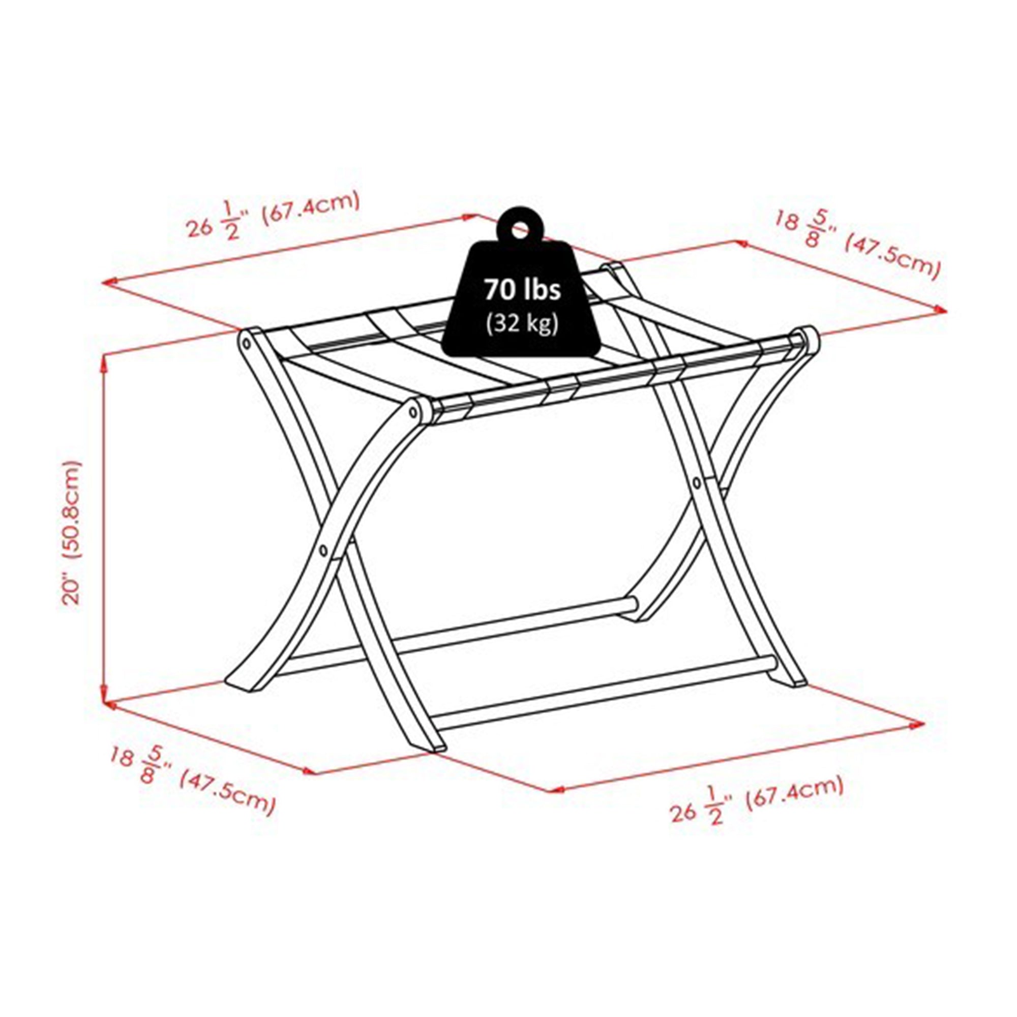 Winsome Scarlett Collapsible Wood Hotel Style Luggage Rack, Espresso Finish