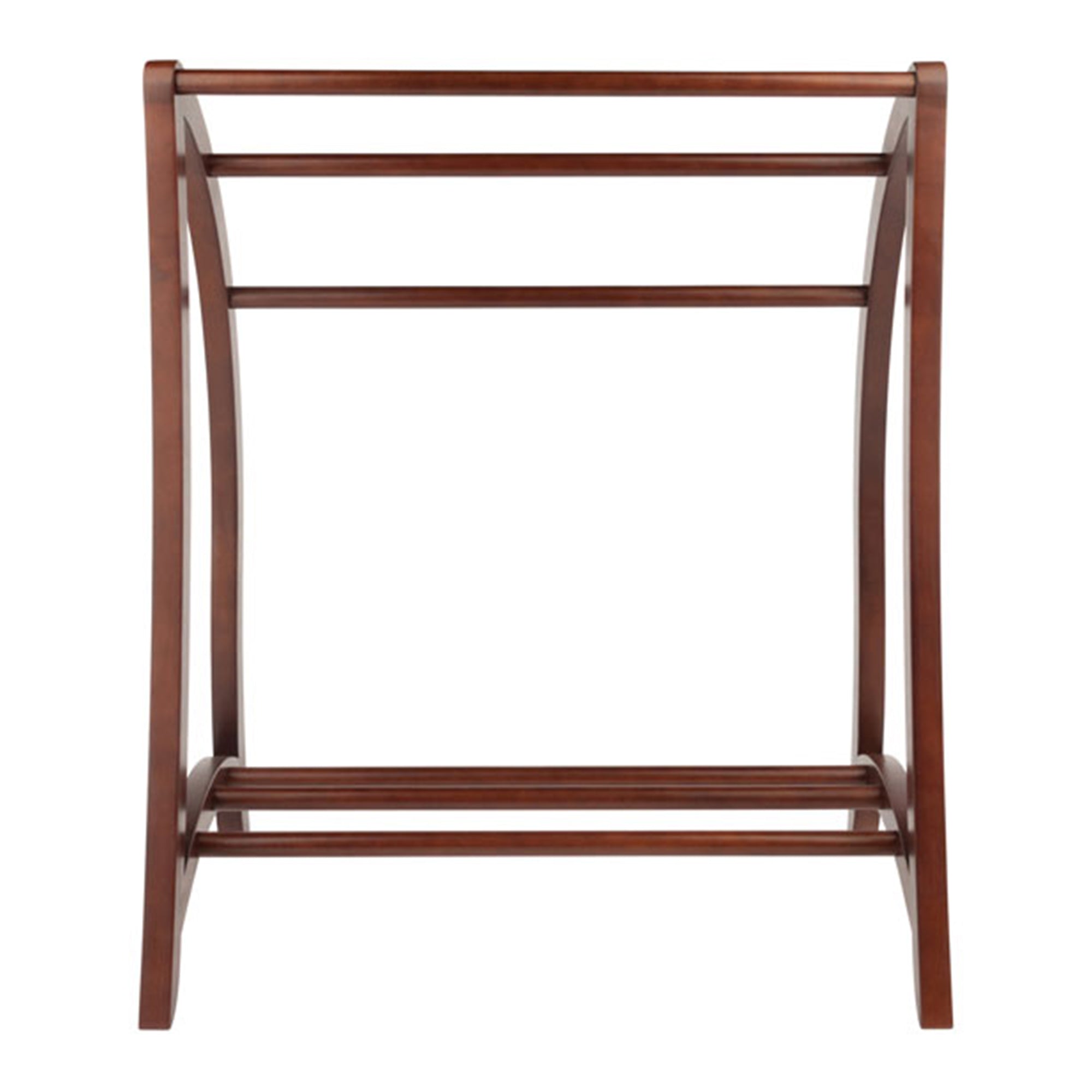 Winsome 36 Inch Tall Wooden Betsy 3 Rod Blanket Storage Organizer Rack, Walnut