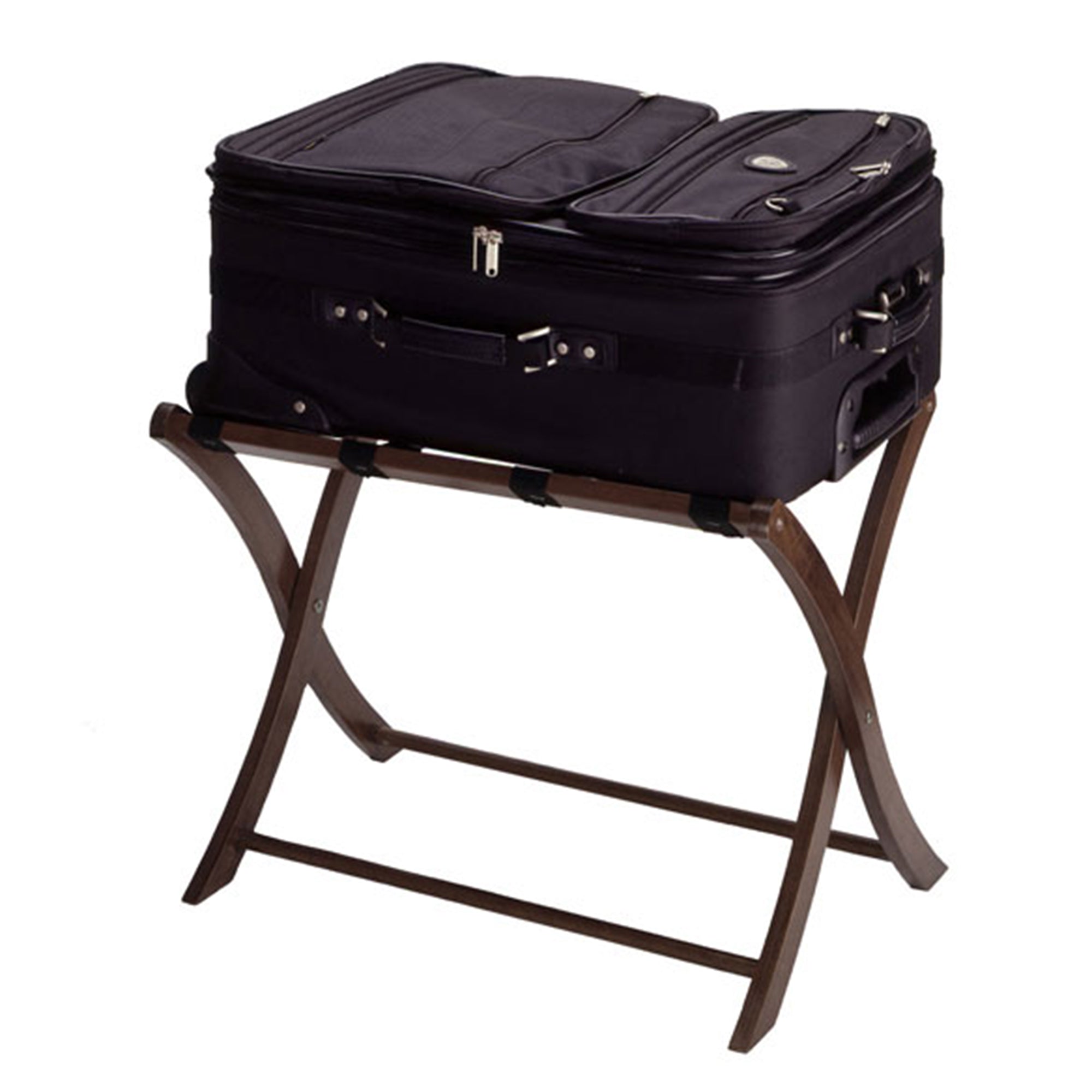 Winsome Scarlett Collapsible Wood Hotel Style Luggage Storage Rack, Walnut