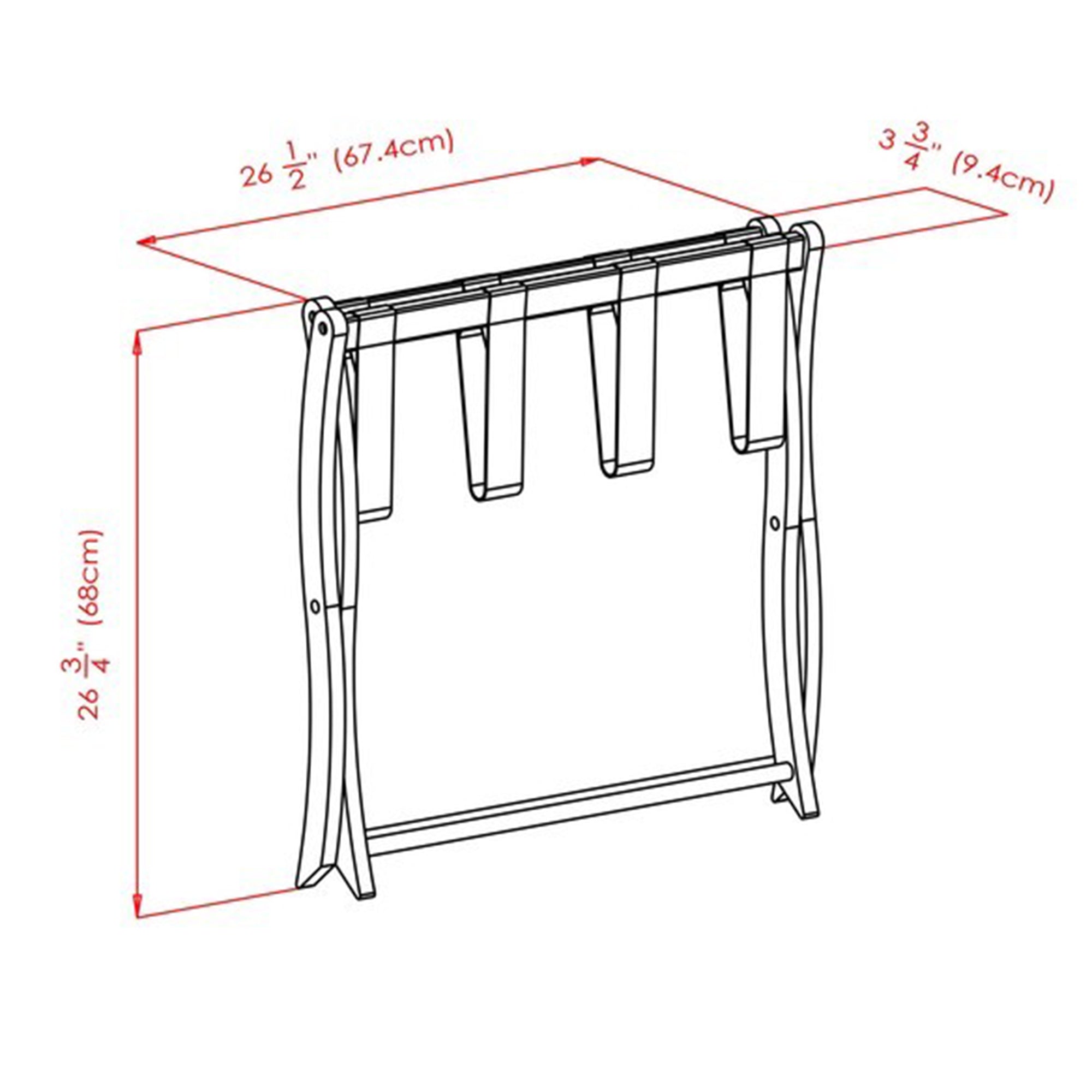 Winsome Scarlett Collapsible Wood Hotel Style Luggage Storage Rack, Walnut