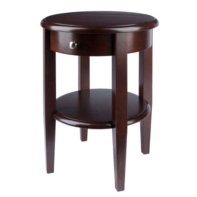 Winsome 22.48 Inch Tall Wooden Concord Occasional End Table with Drawer, Walnut