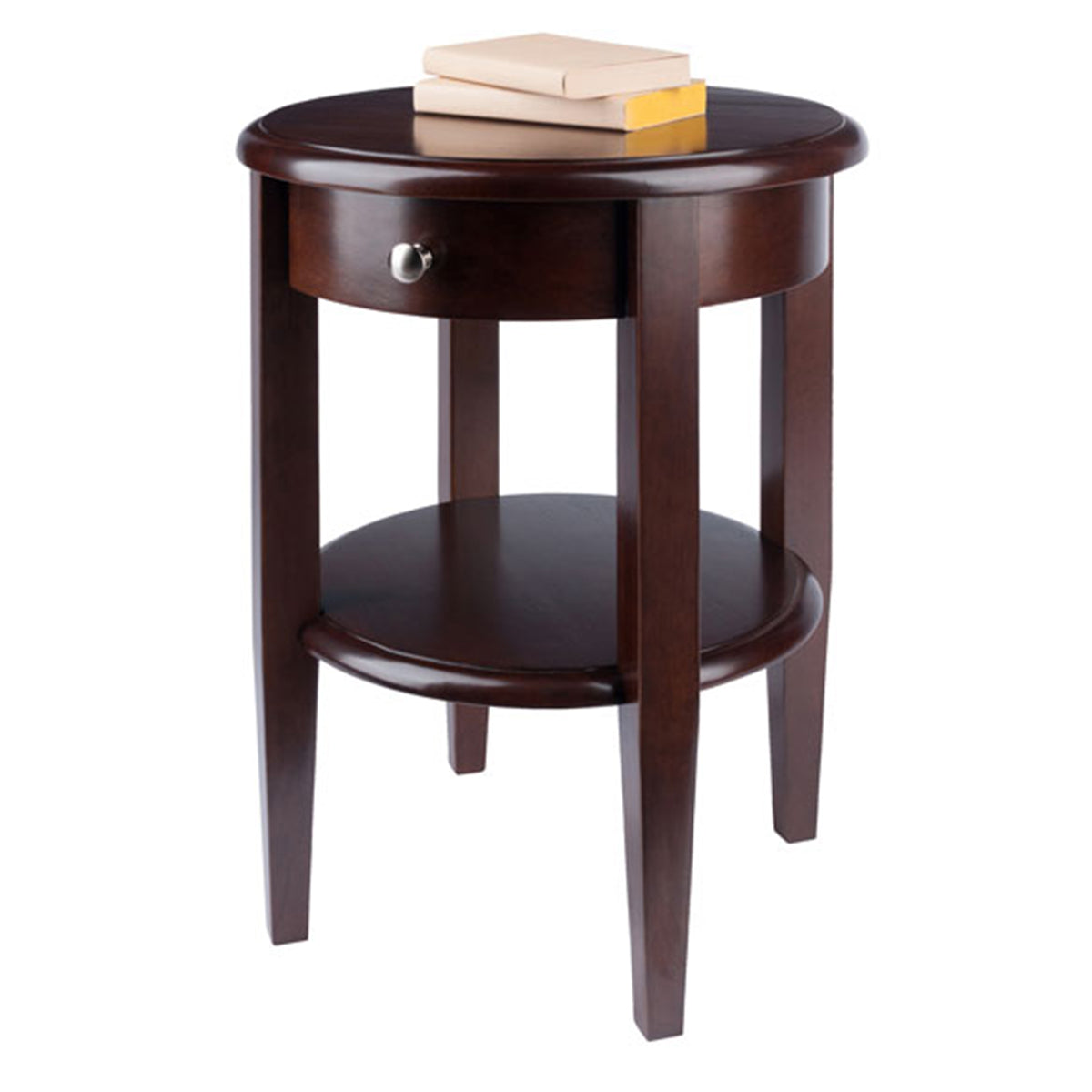 Winsome 22.48 Inch Tall Wooden Concord Occasional End Table with Drawer, Walnut