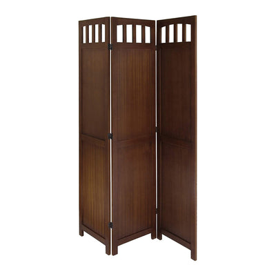 Winsome 94370 William Wooden 3 Panel Folding Screen Room Divider, Antique Walnut