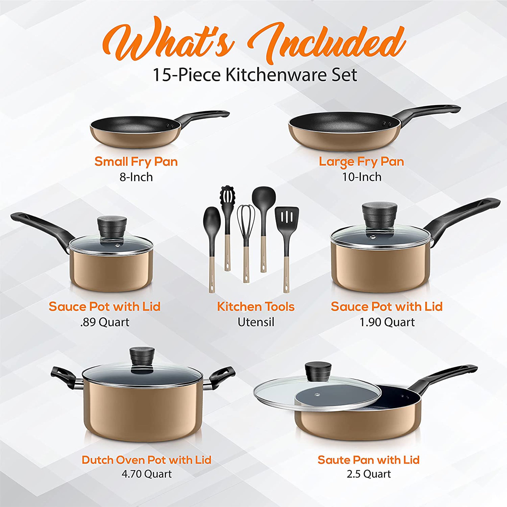 SereneLife 15 Piece Pots and Pans Home Non Stick Chef Cookware Set (For Parts)