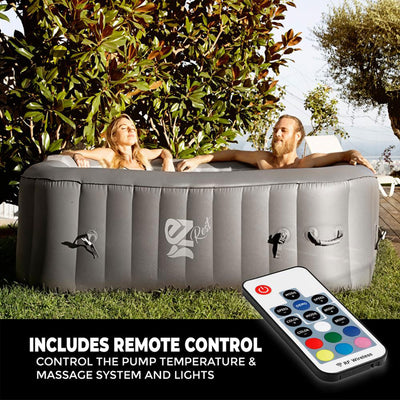 SereneLife Outdoor Portable 6 Person Inflatable Square Hot Tub with Bubble Jets