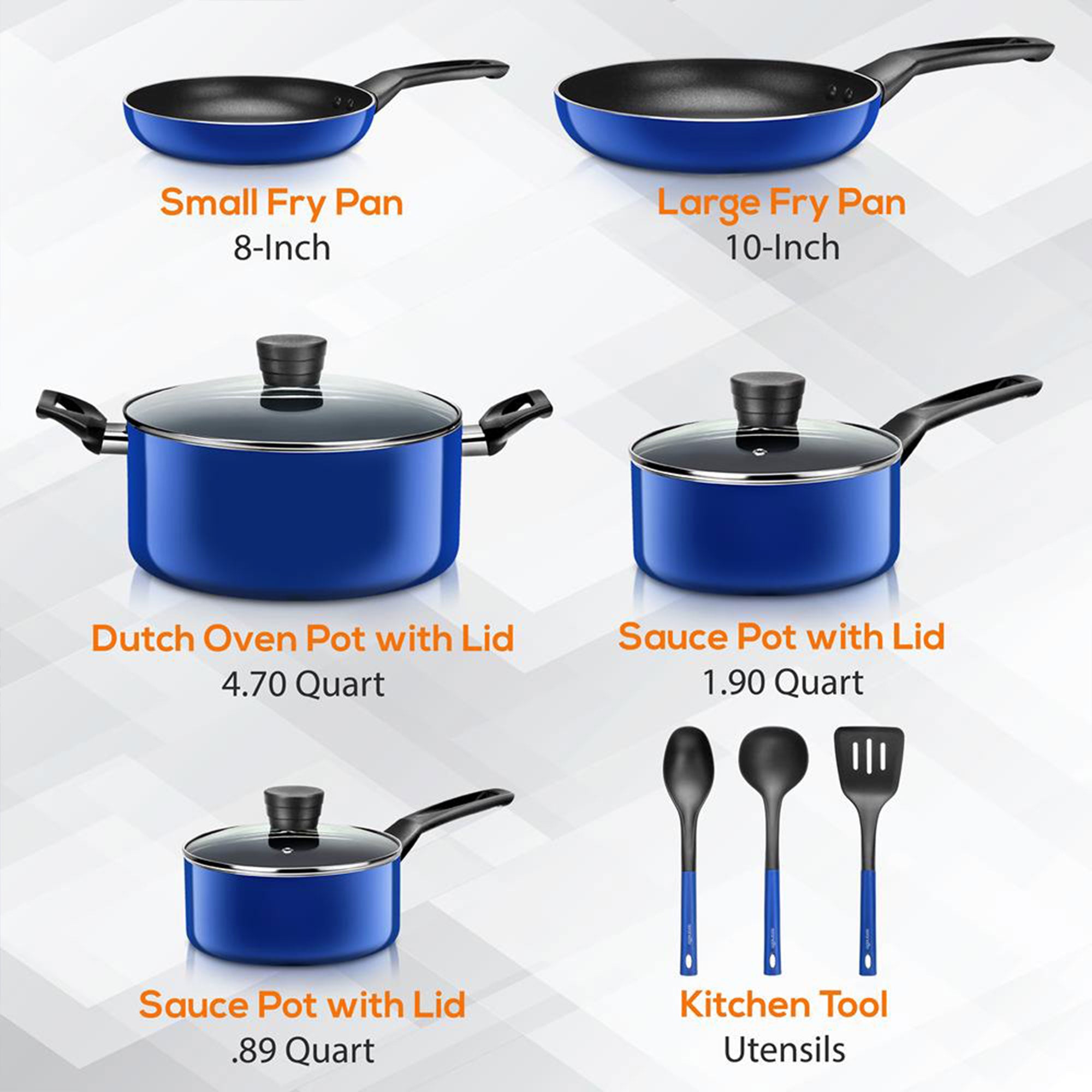SereneLife 11 Piece Pots and Pans Non Stick Chef Kitchenware Cookware Set (Used) - VMInnovations