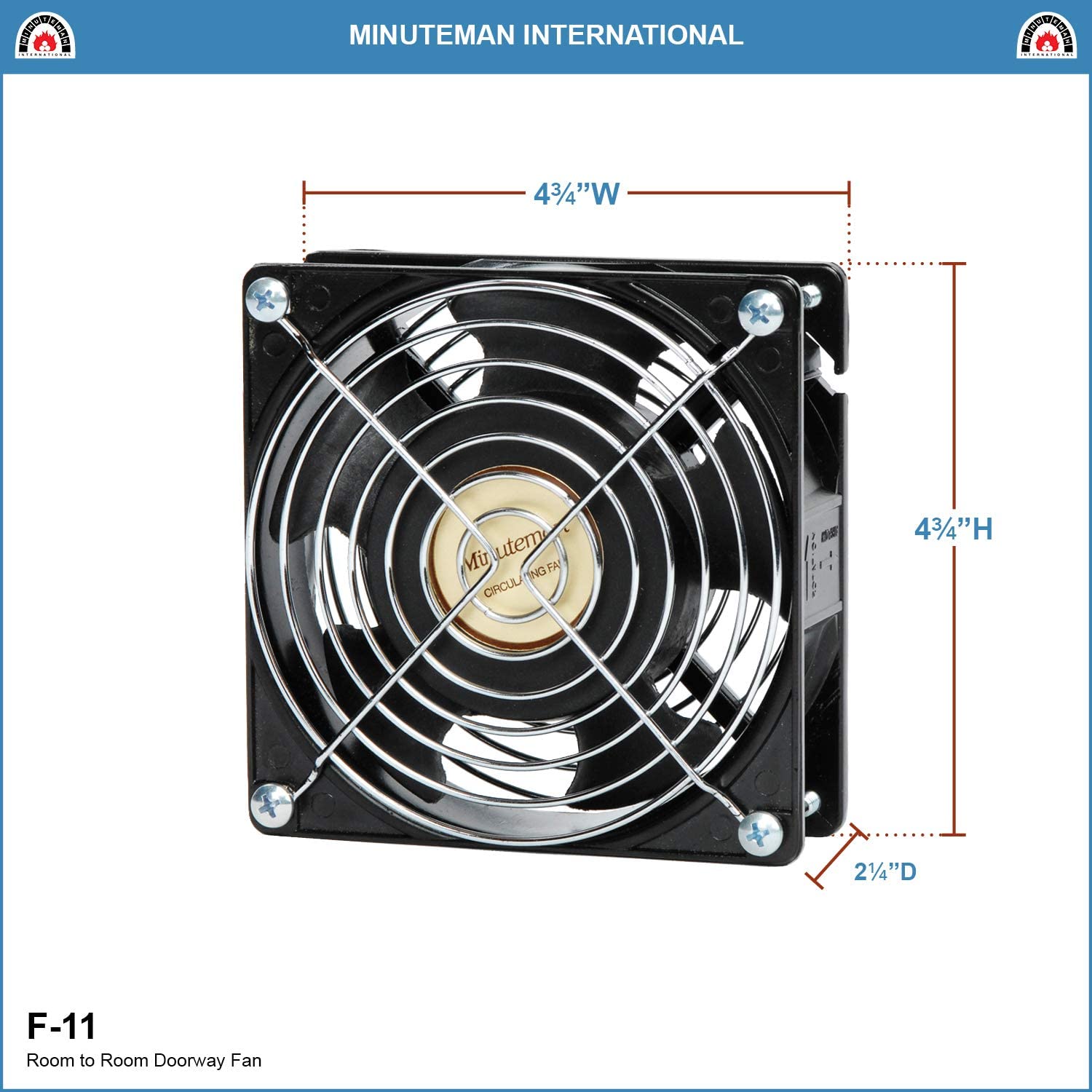 Achla Designs Minuteman Room to Room Electric Circulating Doorway Fan, Black