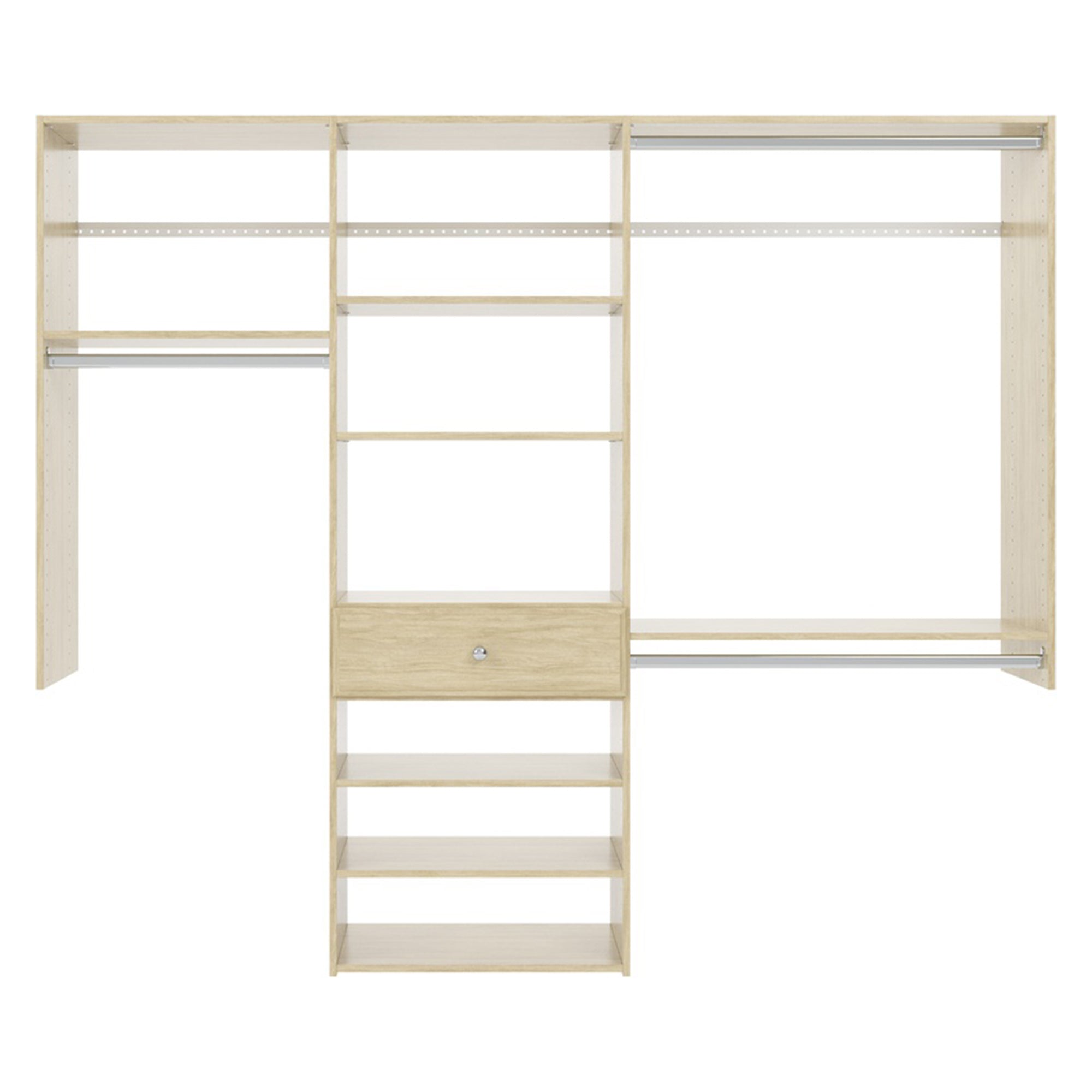 Easy Track 7 Foot Perfect Fit Reach In Bedroom Closet Storage Kit, Honey Blonde