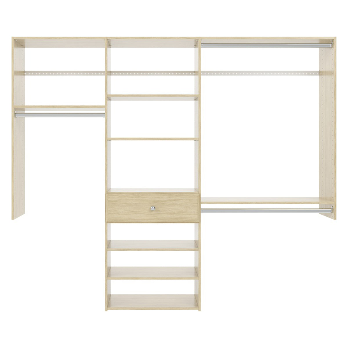 Easy Track 7 Foot Perfect Fit Reach In Bedroom Closet Storage Kit, Honey Blonde