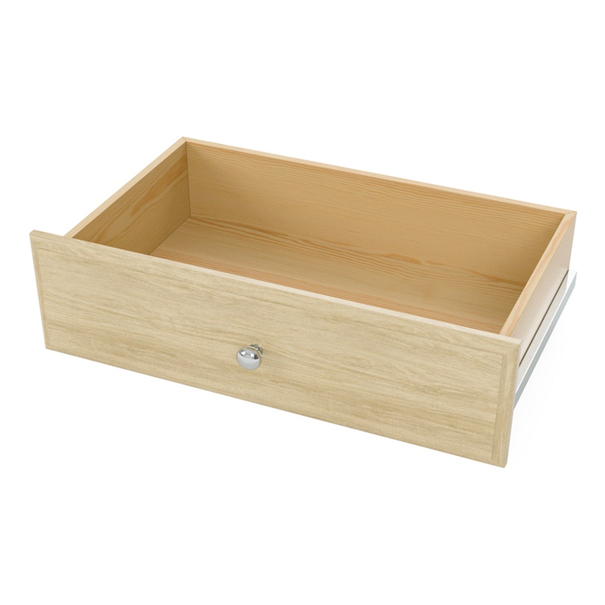 Easy Track L Shaped Walk In Closet Organizer w/ Shelves & Drawers, Honey Blonde - VMInnovations