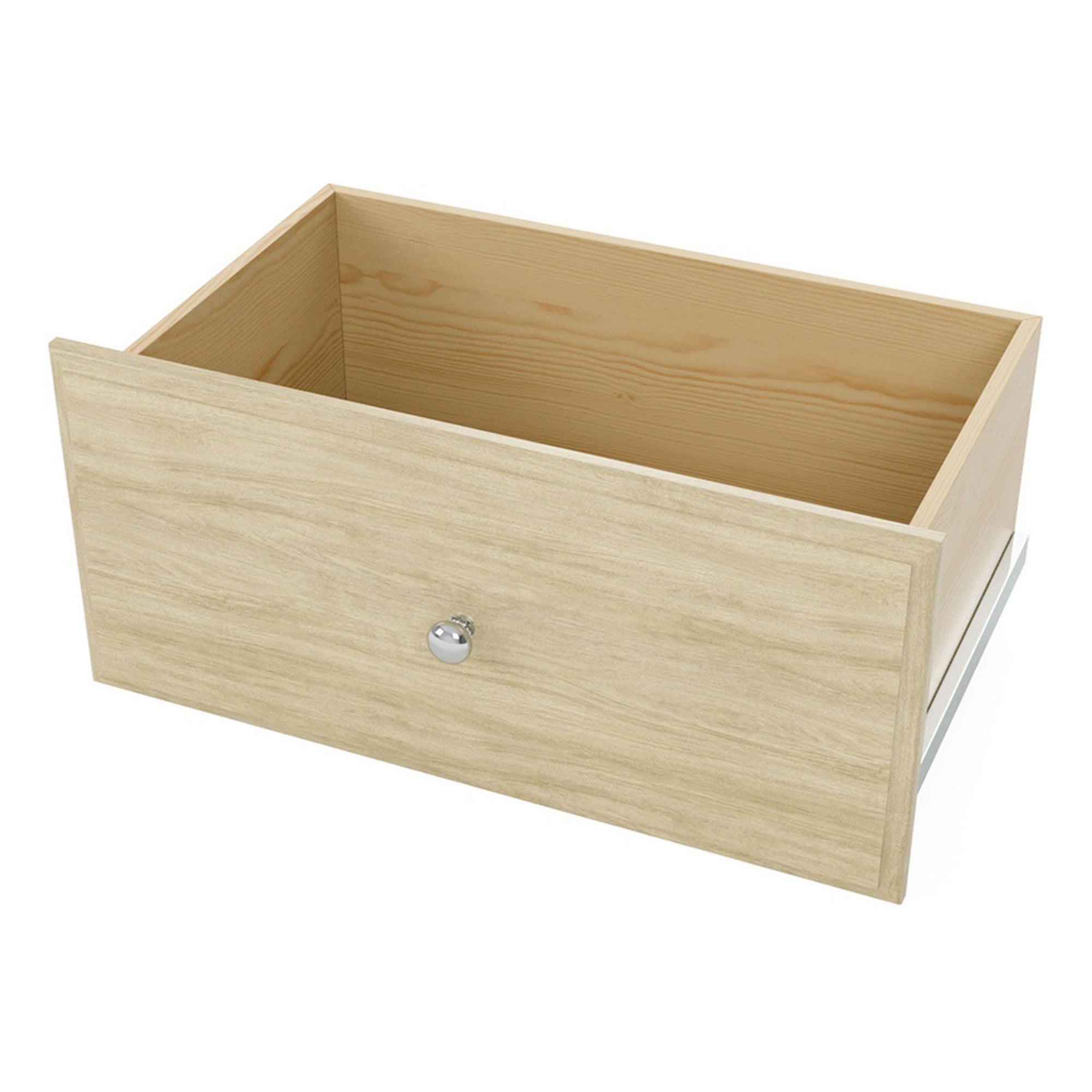 Easy Track L Shaped Walk In Closet Organizer w/ Shelves & Drawers, Honey Blonde - VMInnovations