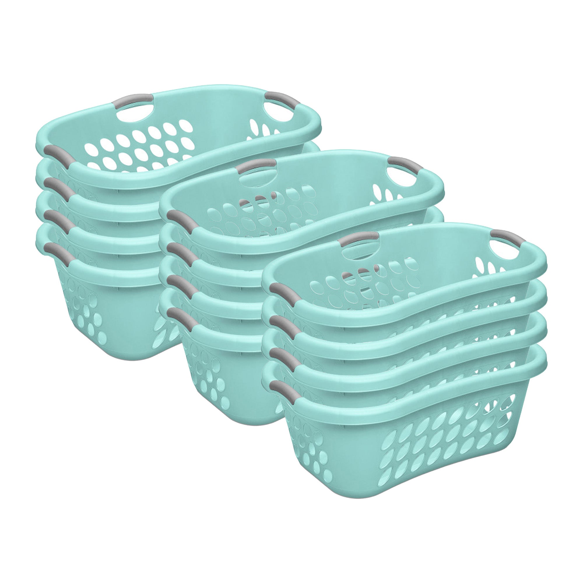 Sterilite Ultra HipHold 1.25 Bushel Plastic Stackable Laundry Basket (12 Pack) - VMInnovations