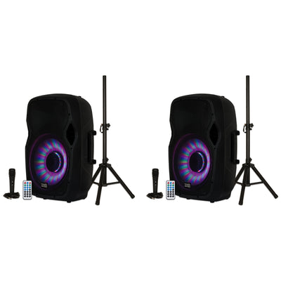 Acoustic Audio by Goldwood 15 Inch 1000W Bluetooth LED Speaker System (2 Pack)