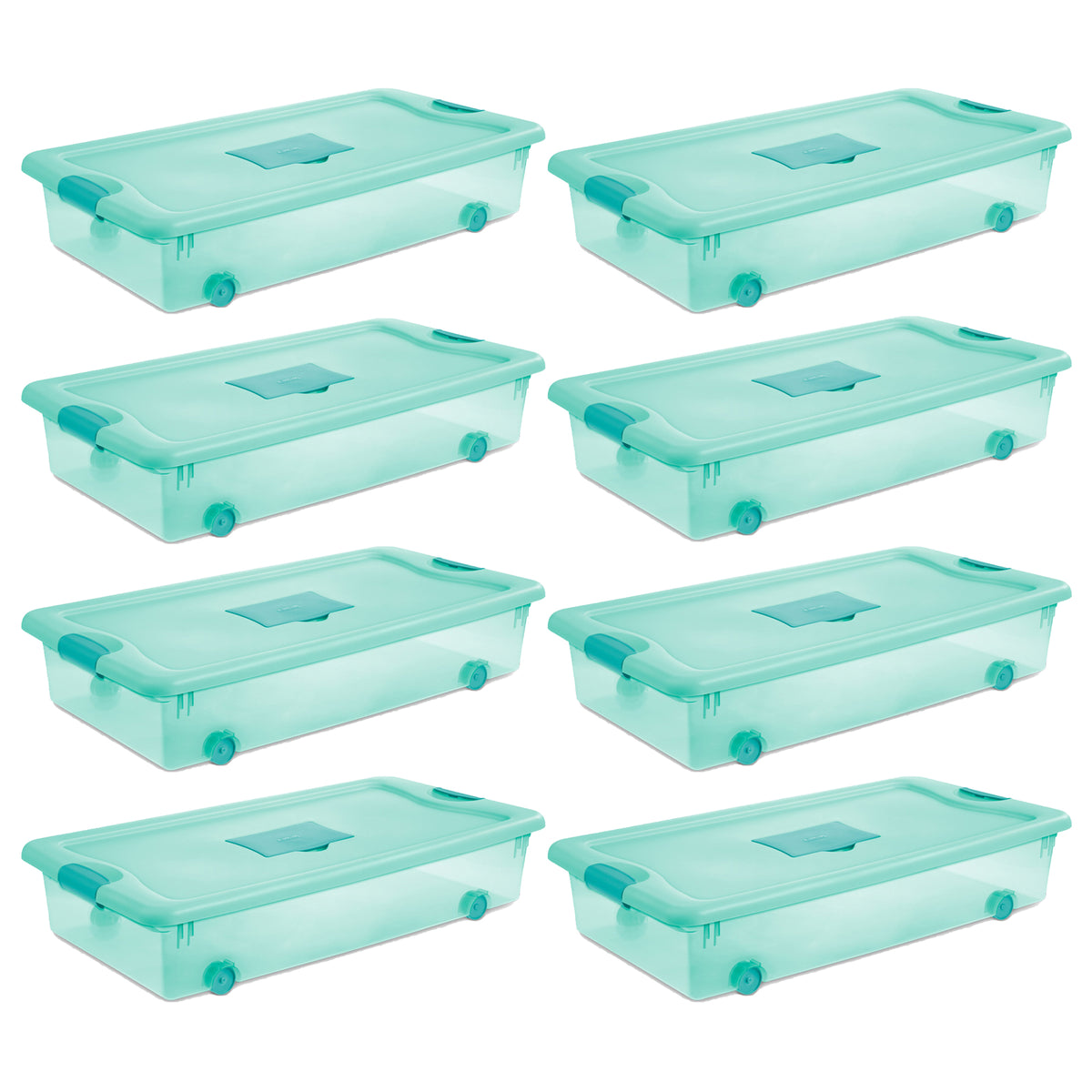 Sterilite 56 Quart Wheeled Fresh Scent Storage Container Box with Lid (8 Pack)