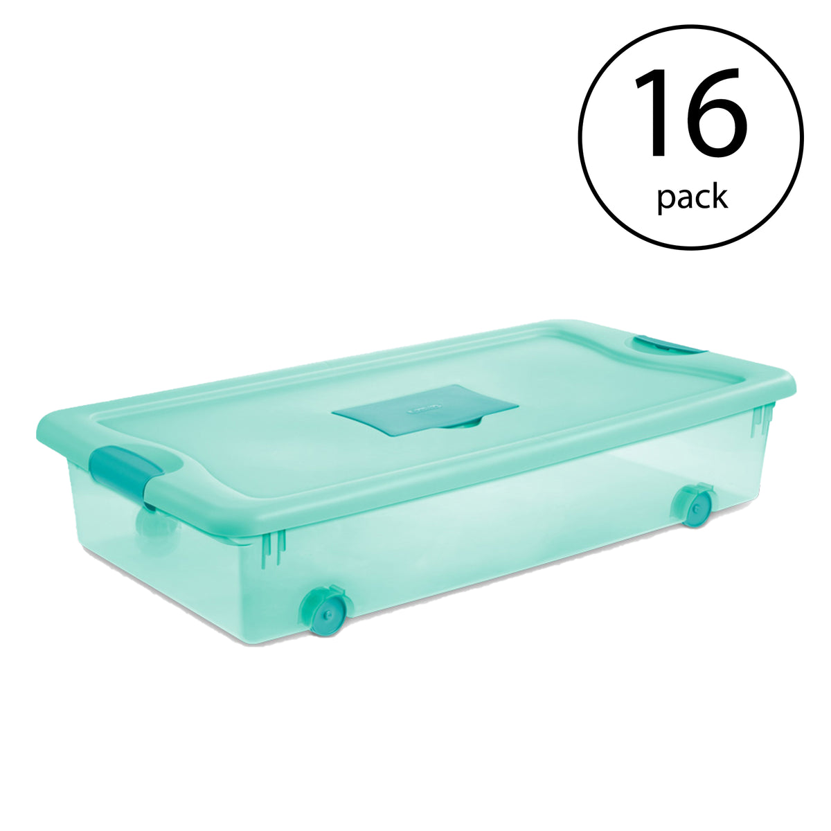 Sterilite 56 Quart Wheeled Fresh Scent Storage Container Box with Lid (16 Pack)