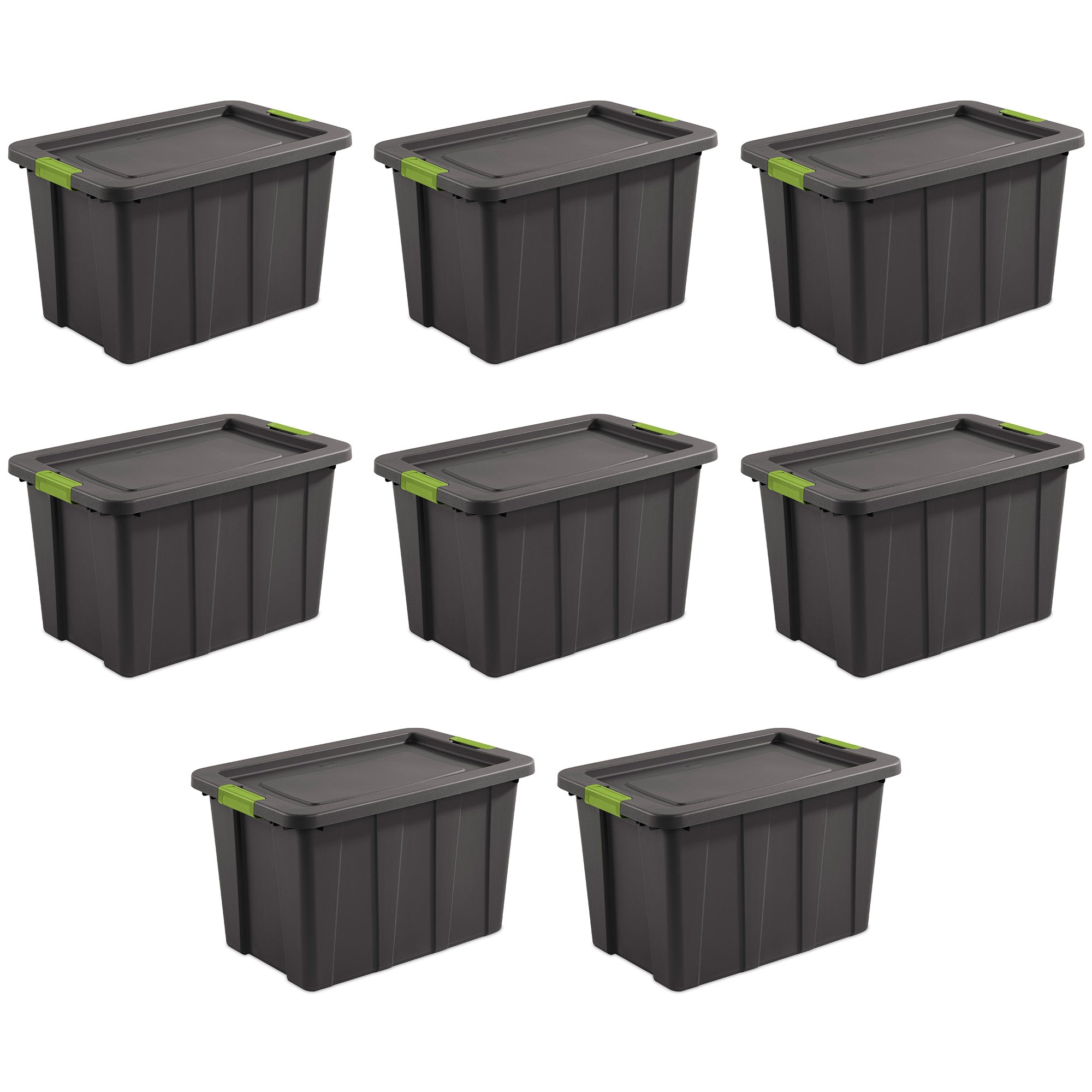 Sterilite 30 Gal Latching Tuff1 Stackable Storage Tote Bin w/ Latch Lid, 8 Pack - VMInnovations