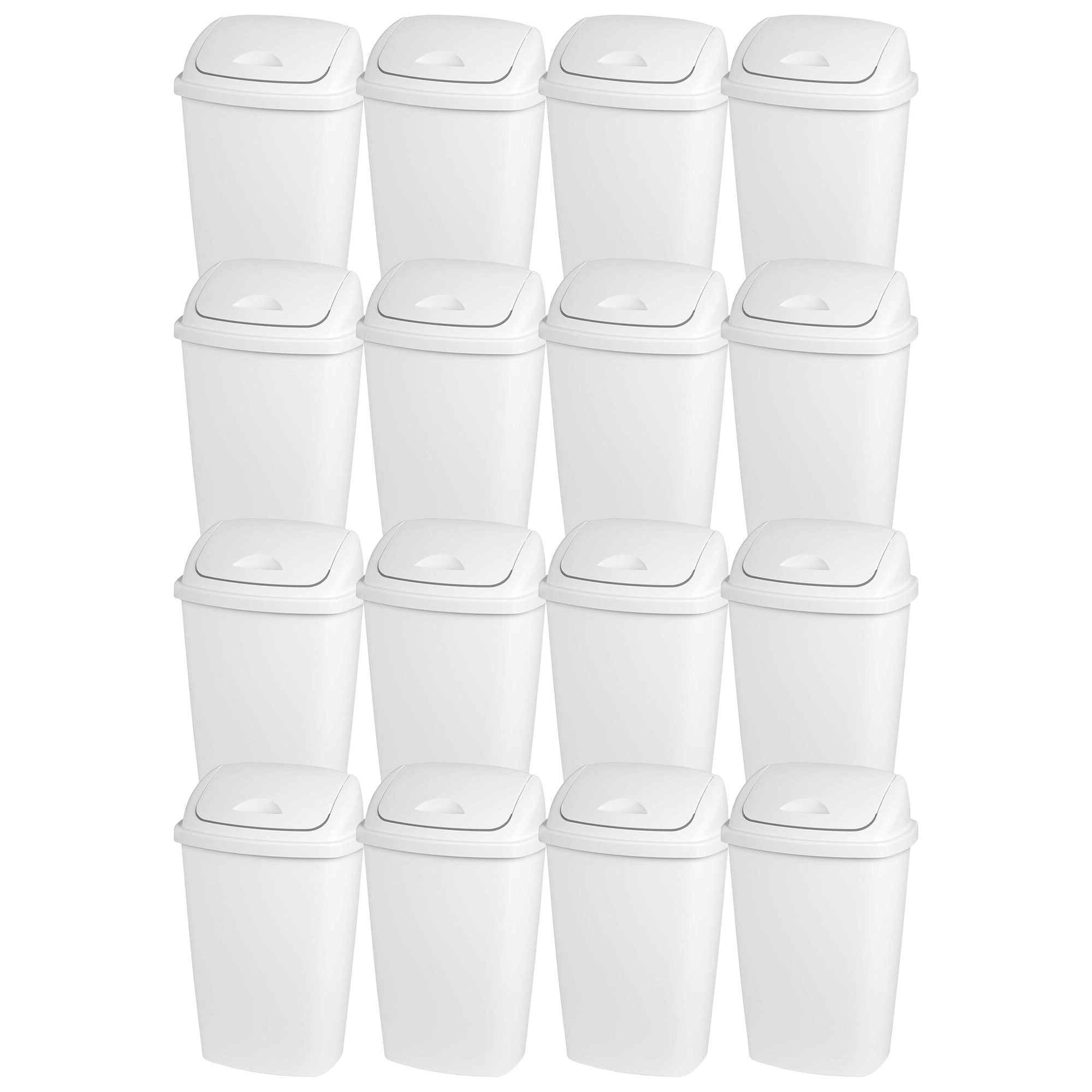 Sterilite 13.2 Gallon Plastic Home/Office SwingTop Trash Can, White (16 Pack)
