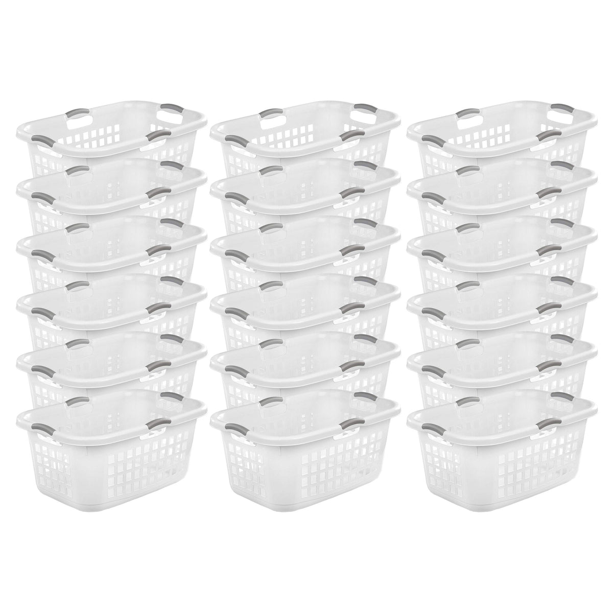 Sterilite Ultra 2 Bushel Plastic Stackable Laundry Basket Bin, White (18 Pack)