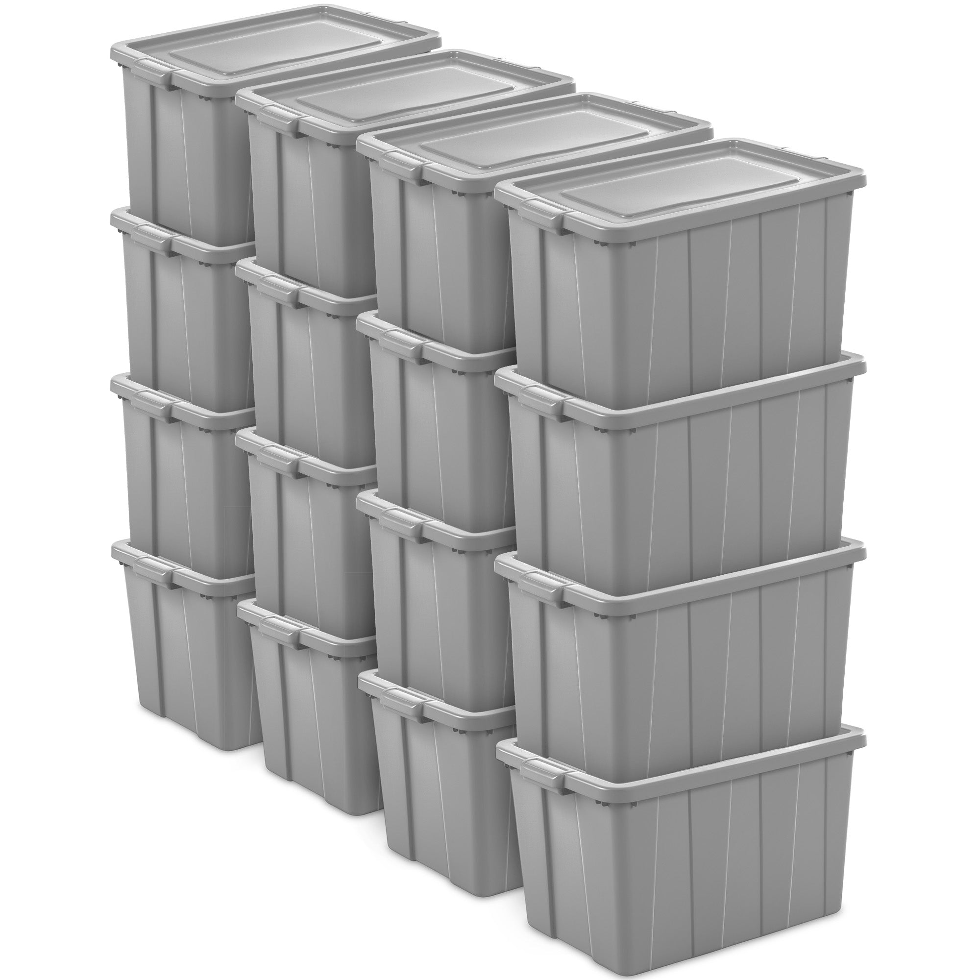 Sterilite Tuff1 30 Gallon Plastic Storage Tote Container Bin with Lid (16 Pack) - VMInnovations