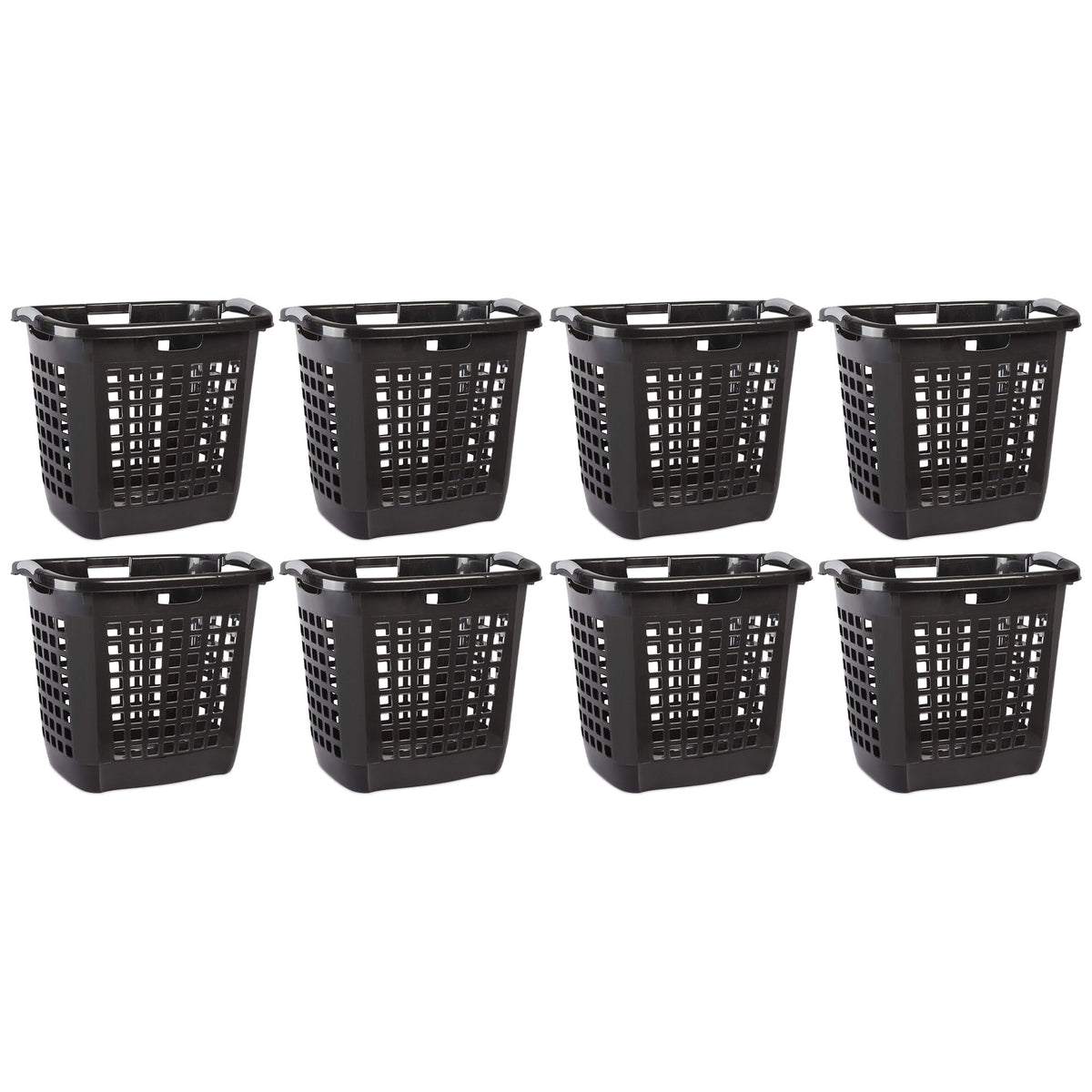 Sterilite Ultra Easy Carry Dirty Clothes Laundry Basket Hamper, Black (8 Pack)