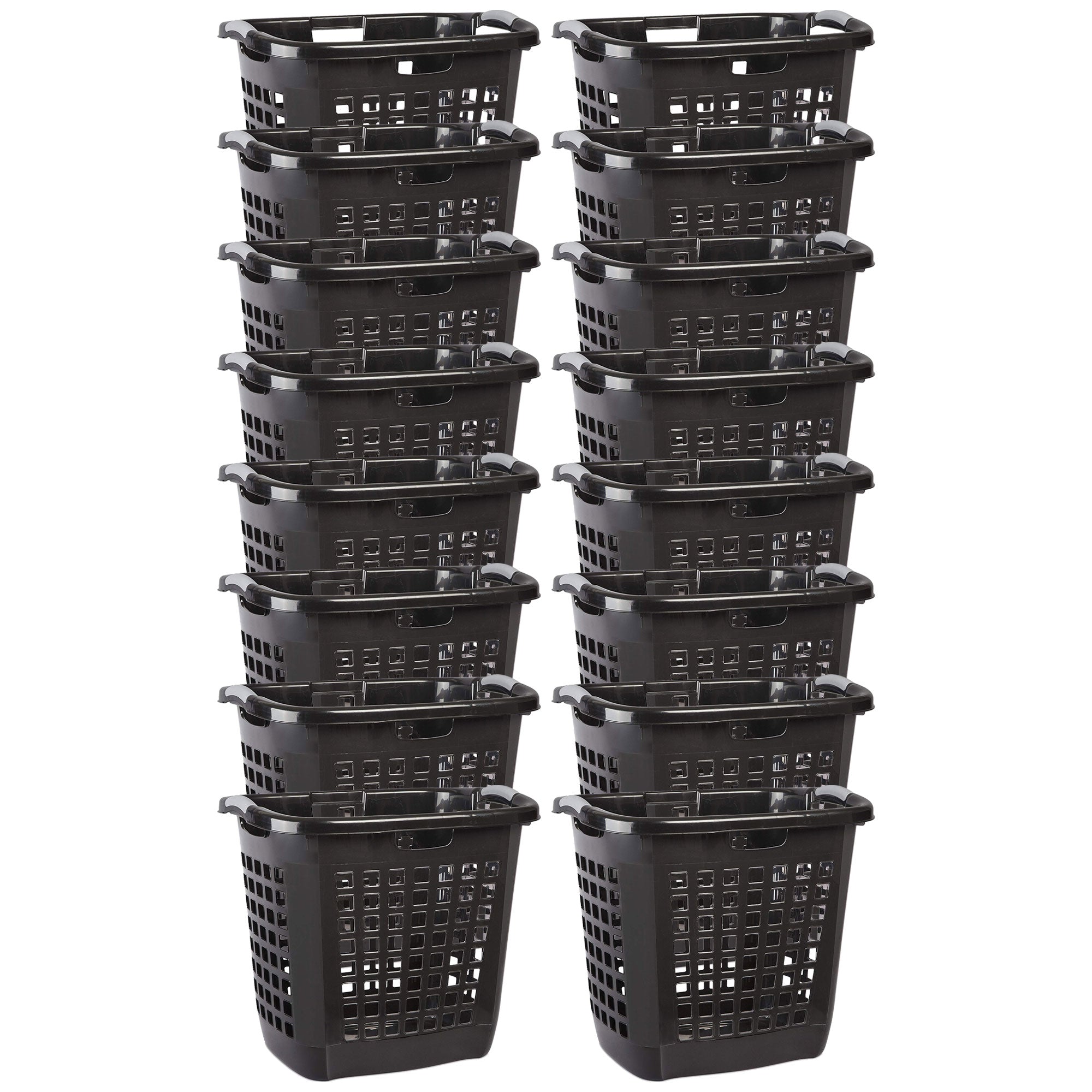 Sterilite Ultra Easy Carry Dirty Clothes Laundry Basket Hamper, Black (16 Pack)