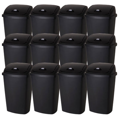 Sterilite 13.2gal Home Office SwingTop Wastebasket Trash Can, Black (12 Pack)