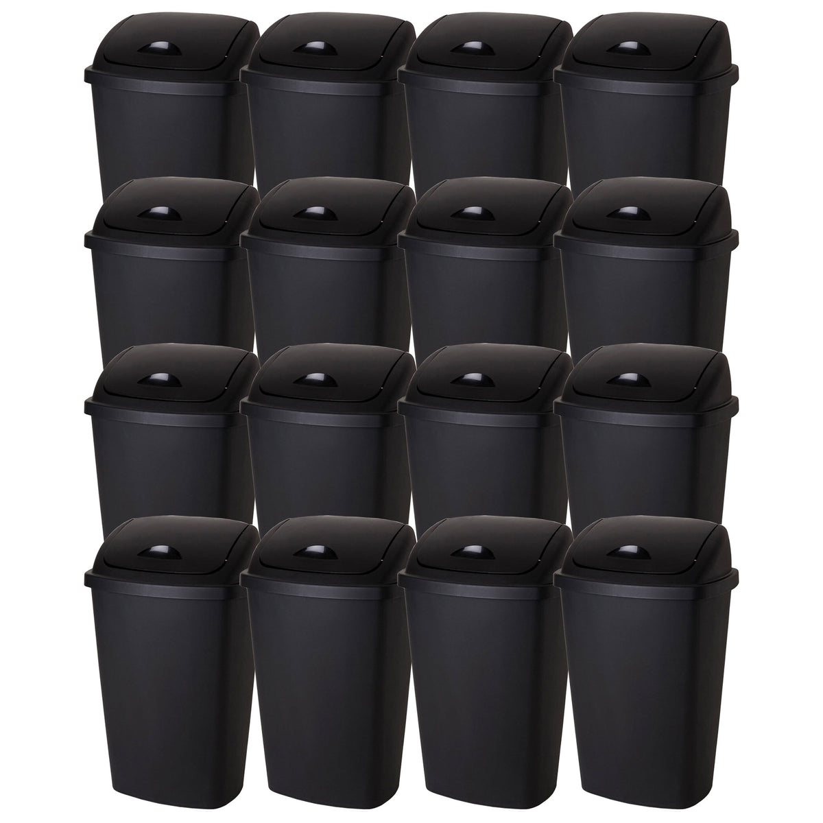 Sterilite 13.2gal Home Office SwingTop Wastebasket Trash Can, Black (16 Pack)